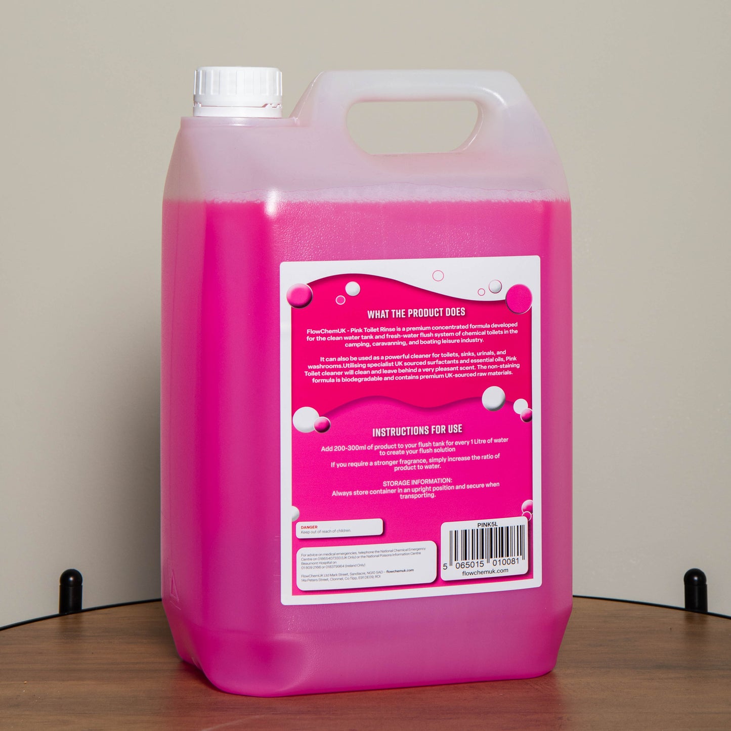5 Litres Cherry Pink Toilet Flush Cleaning Rinse Concentrate Fluid