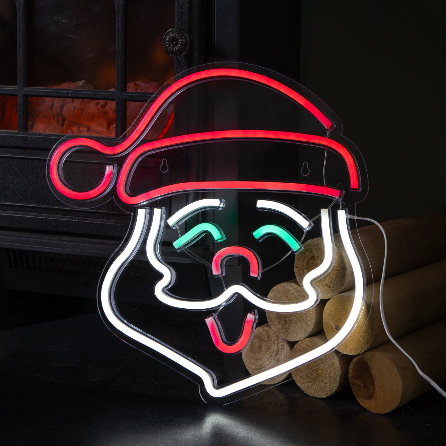 35cm USB Powered Light up Christmas Santa Multi-Coloured Neon Sign