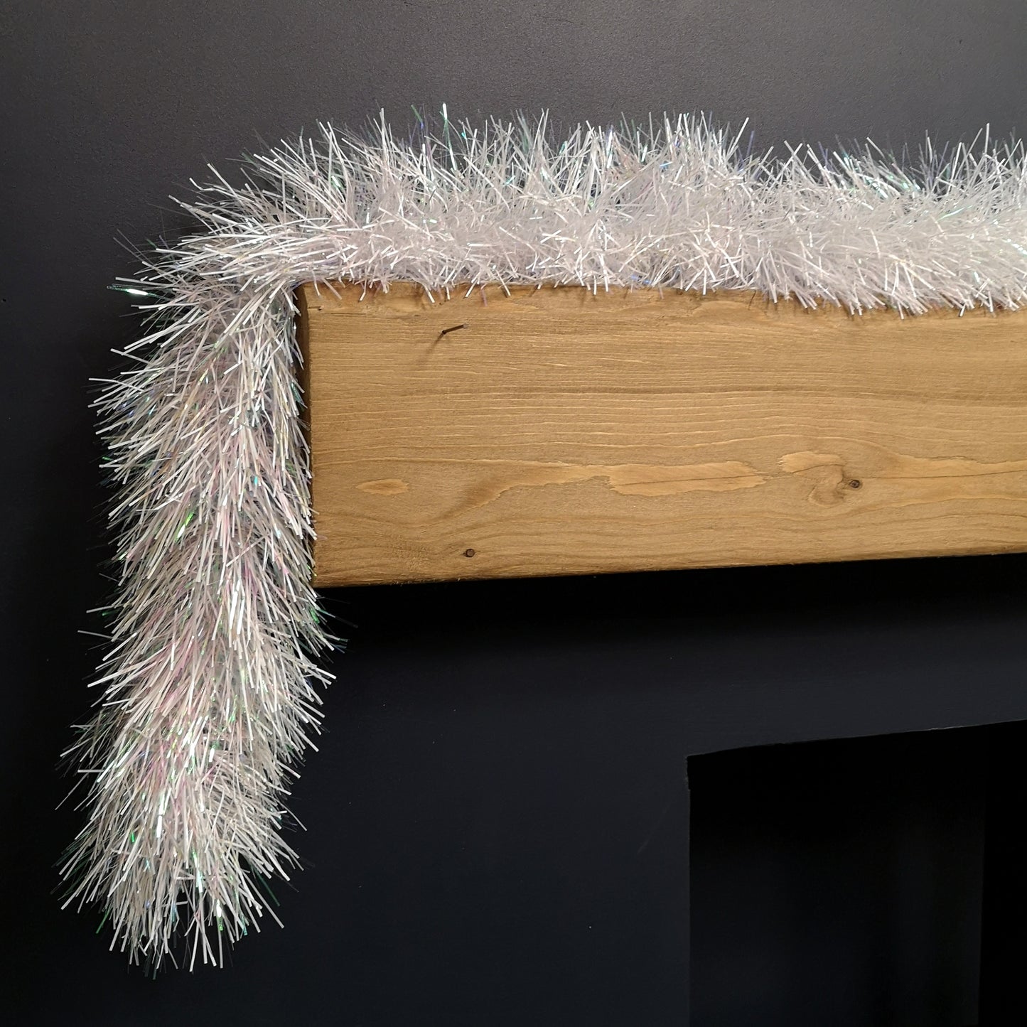 2m x 10cm Festive Tinsel Garland Christmas Tree Decoration Iridescent White