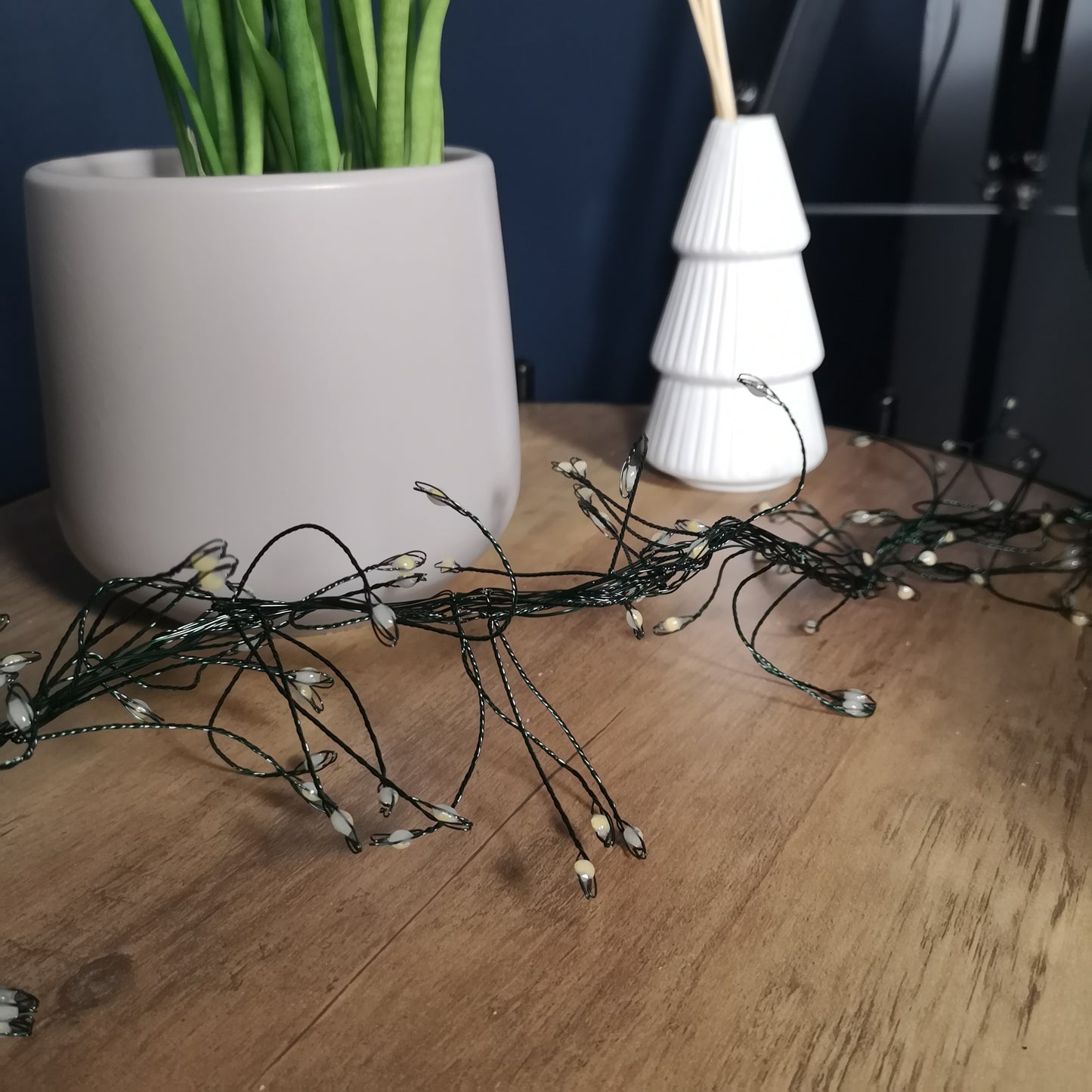 1.8m Warm White LEDs Green Garland Wire Light Christmas Decoration with Timer