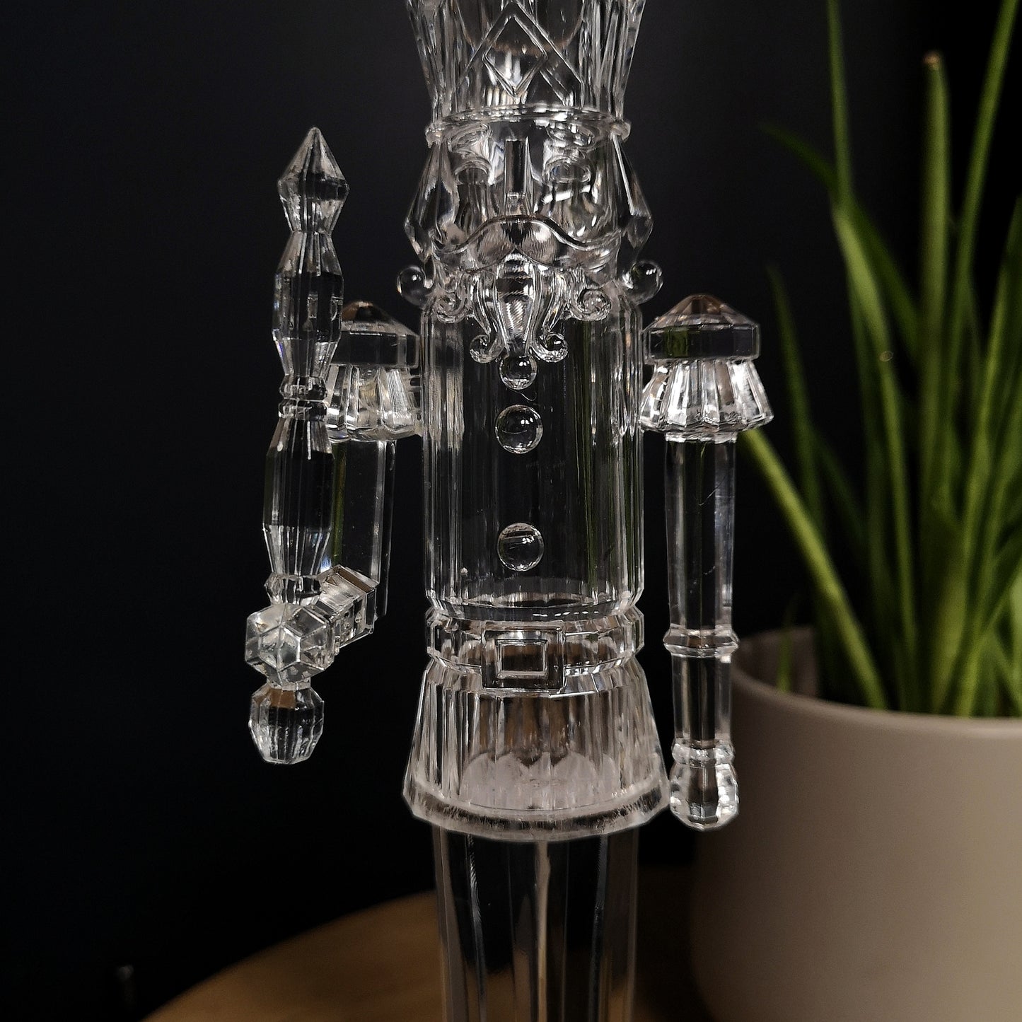 30cm Clear Acrylic Light up Christmas Nutcracker Decoration with Colour Changing LEDs