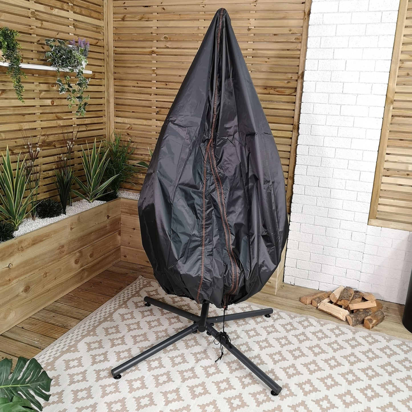 Factory Seconds: Samuel Alexander Grey Hanging Egg Chair With Stand Waterproof Cover And Cushions Steel Frame Rattan Outdoor Swing Chair Garden Seat Hammock Balcony Conservatory Furniture