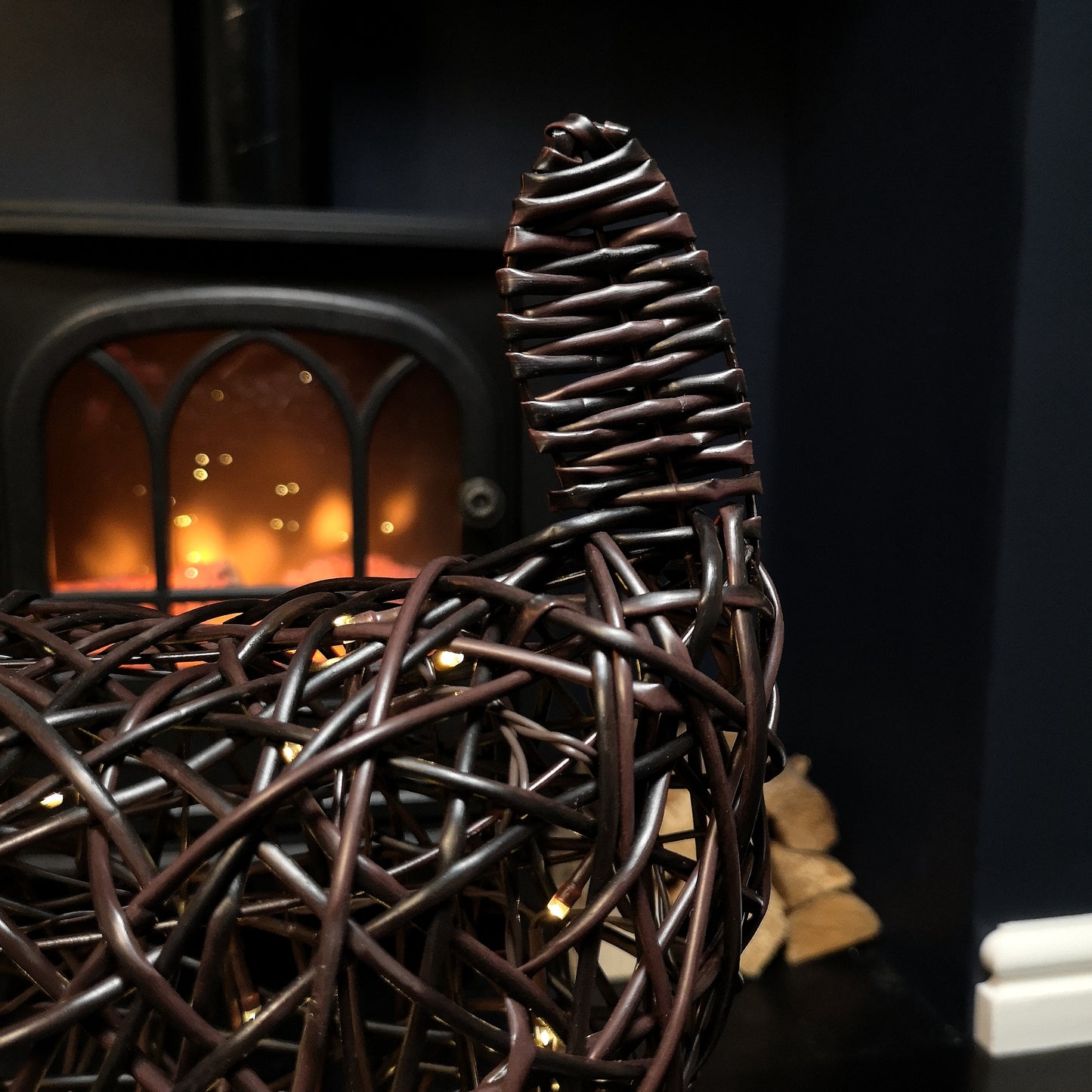 65cm Battery Operated Rattan Woven Rudolph Reindeer with Warm White LEDs