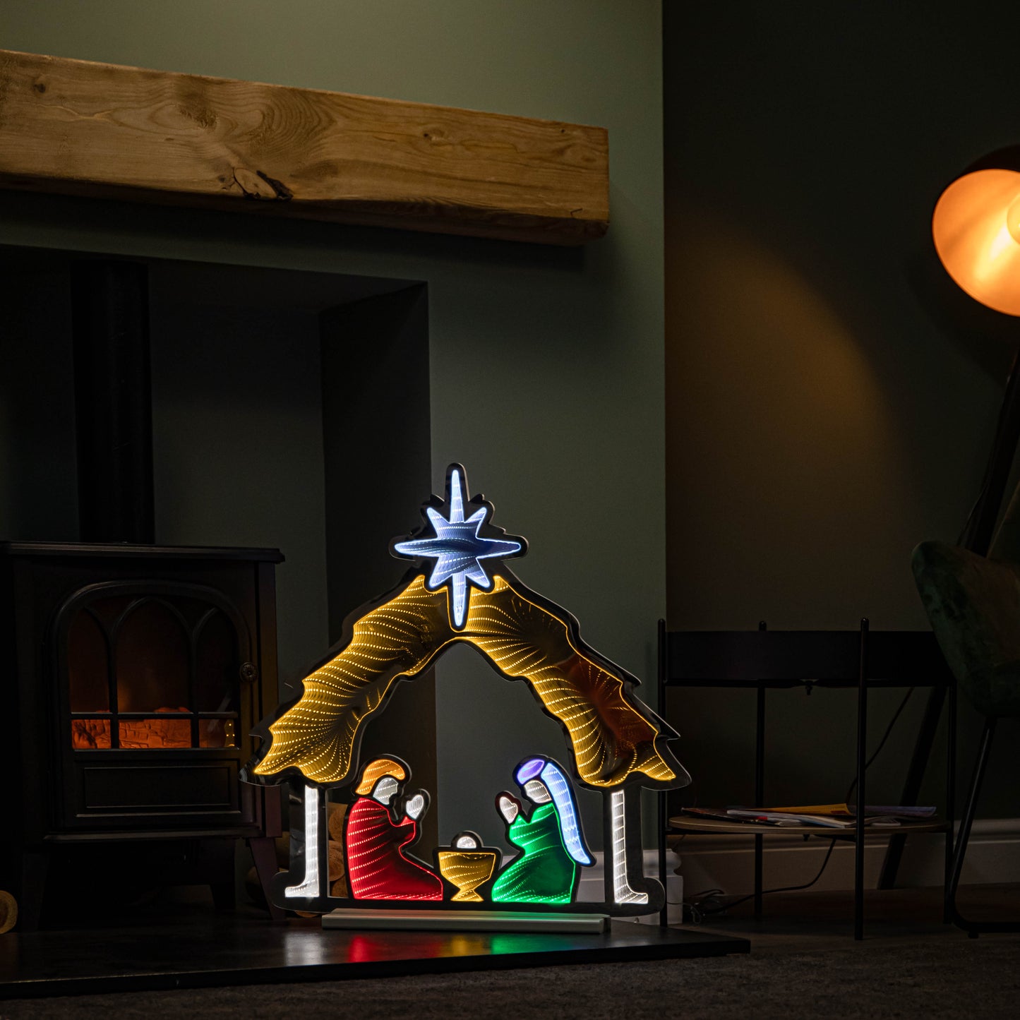 65cm Light up Nativity Scene Infinity Christmas Decoration with Multi-Coloured LEDs