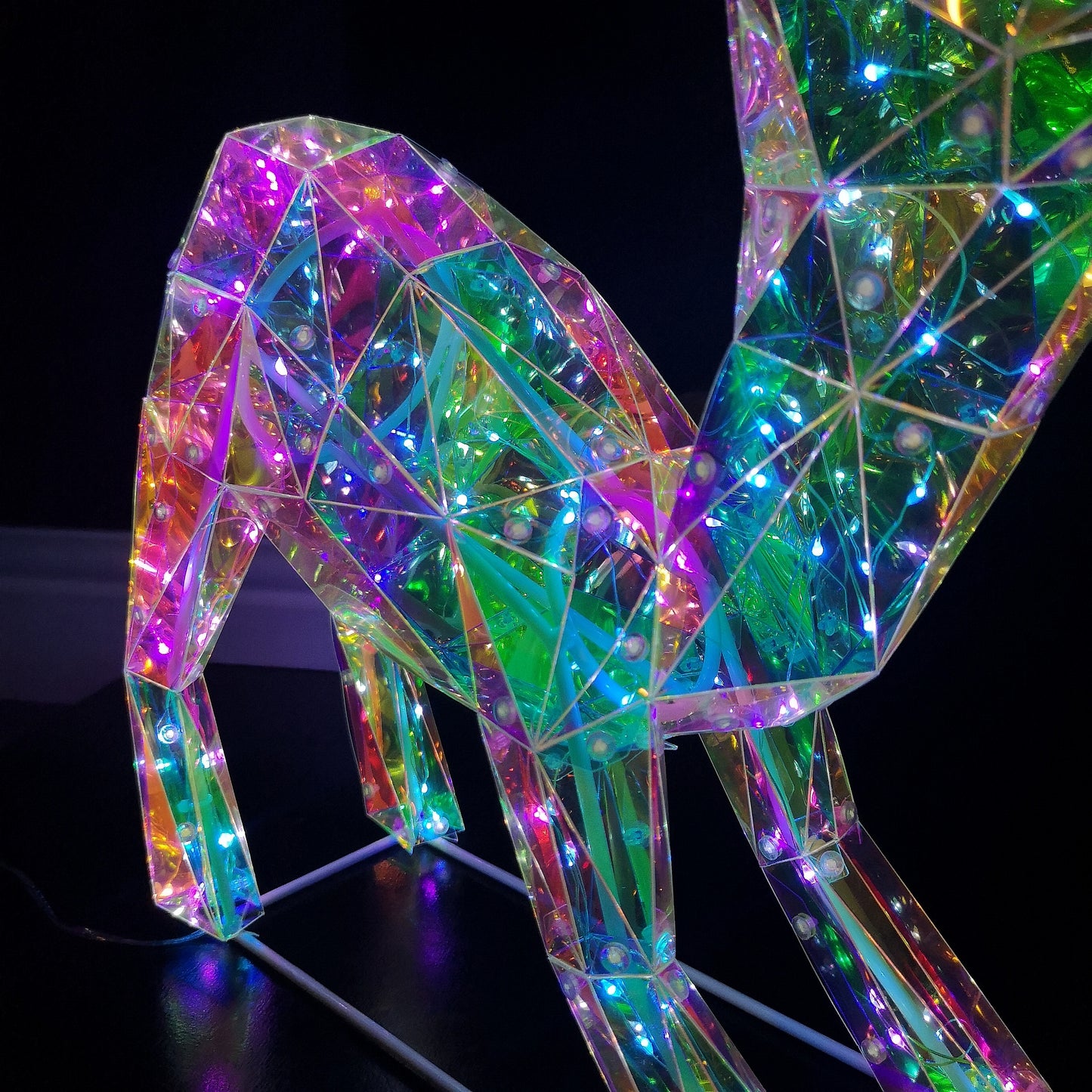 40cm Light up Standing Iridescent DreamLights Christmas Fawn with 100 White LEDs