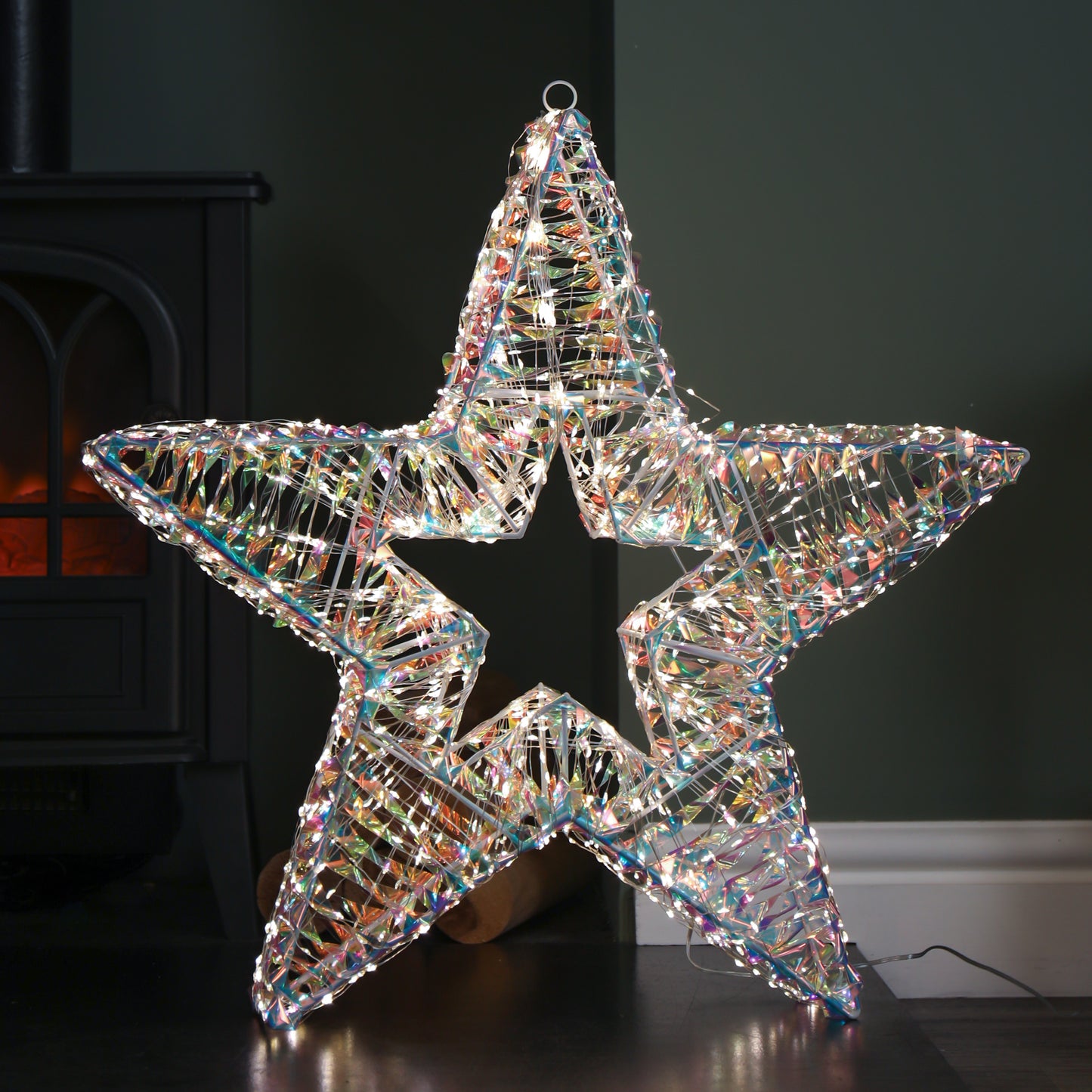 60cm Light up Iridescent Shimmer Christmas Star with 1440 Warm White LEDs