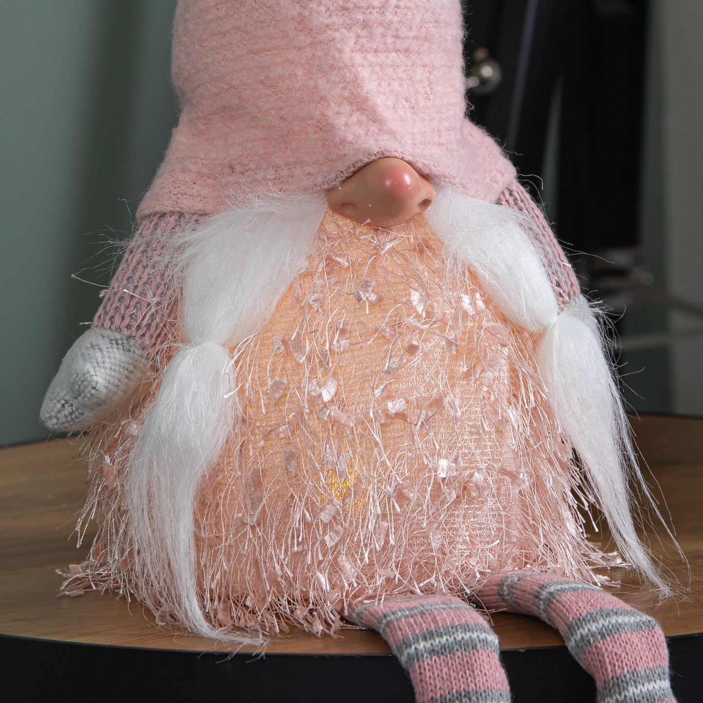 50cm Battery Operated Light up Female Christmas Gonk with Dangly Legs in Pink Hat