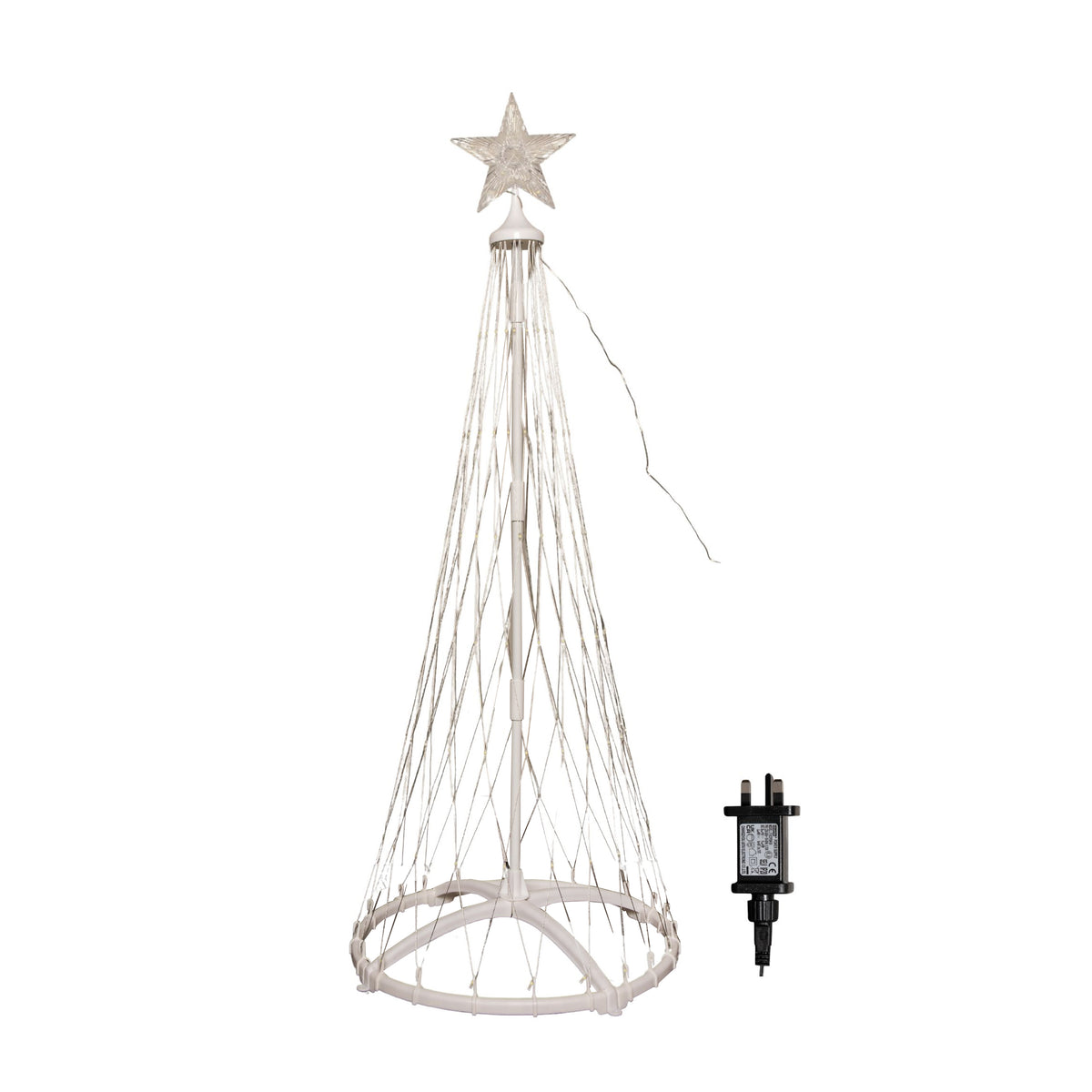 1.35m Light up Christmas Cone Tree with 160 White LEDs and Timer Function