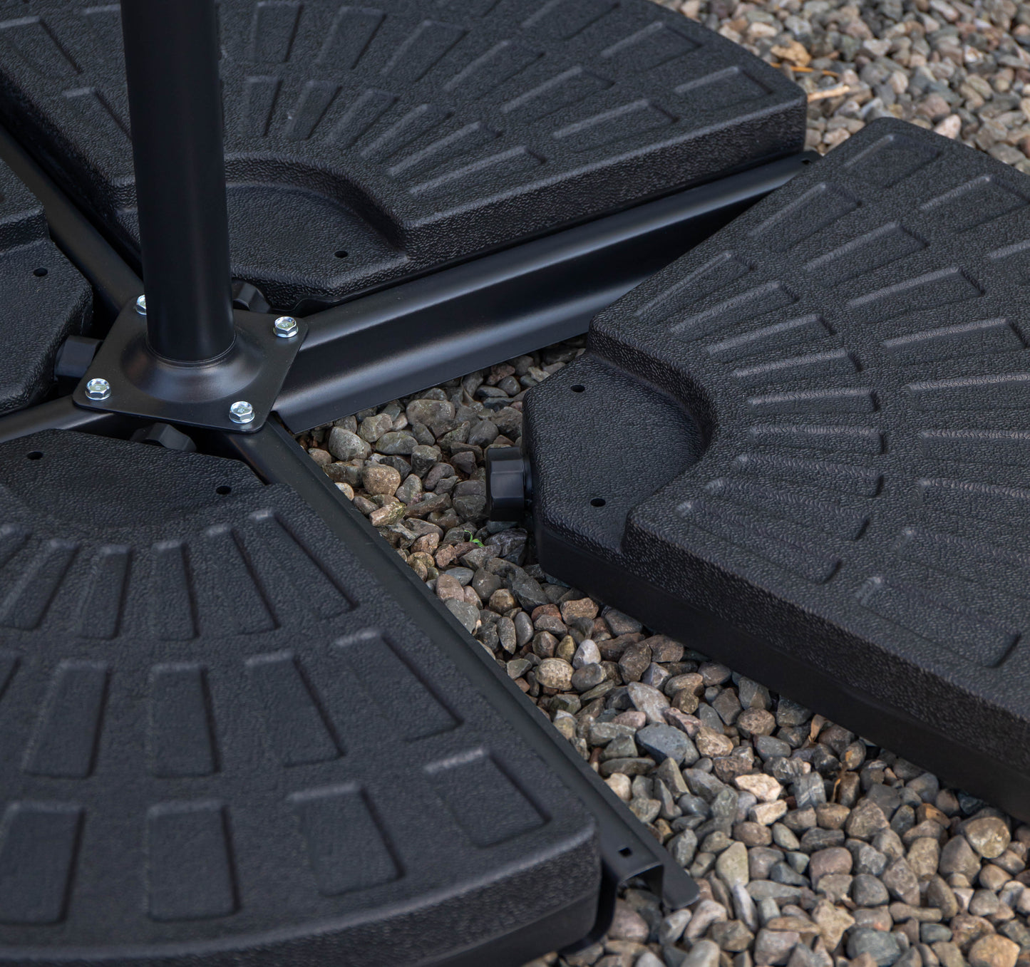 4 Pack 52/70Kg Decorative Round Water / Sand Filled Black Hanging / Banana / Cantilever Garden Patio Decking Parasol Base Weight