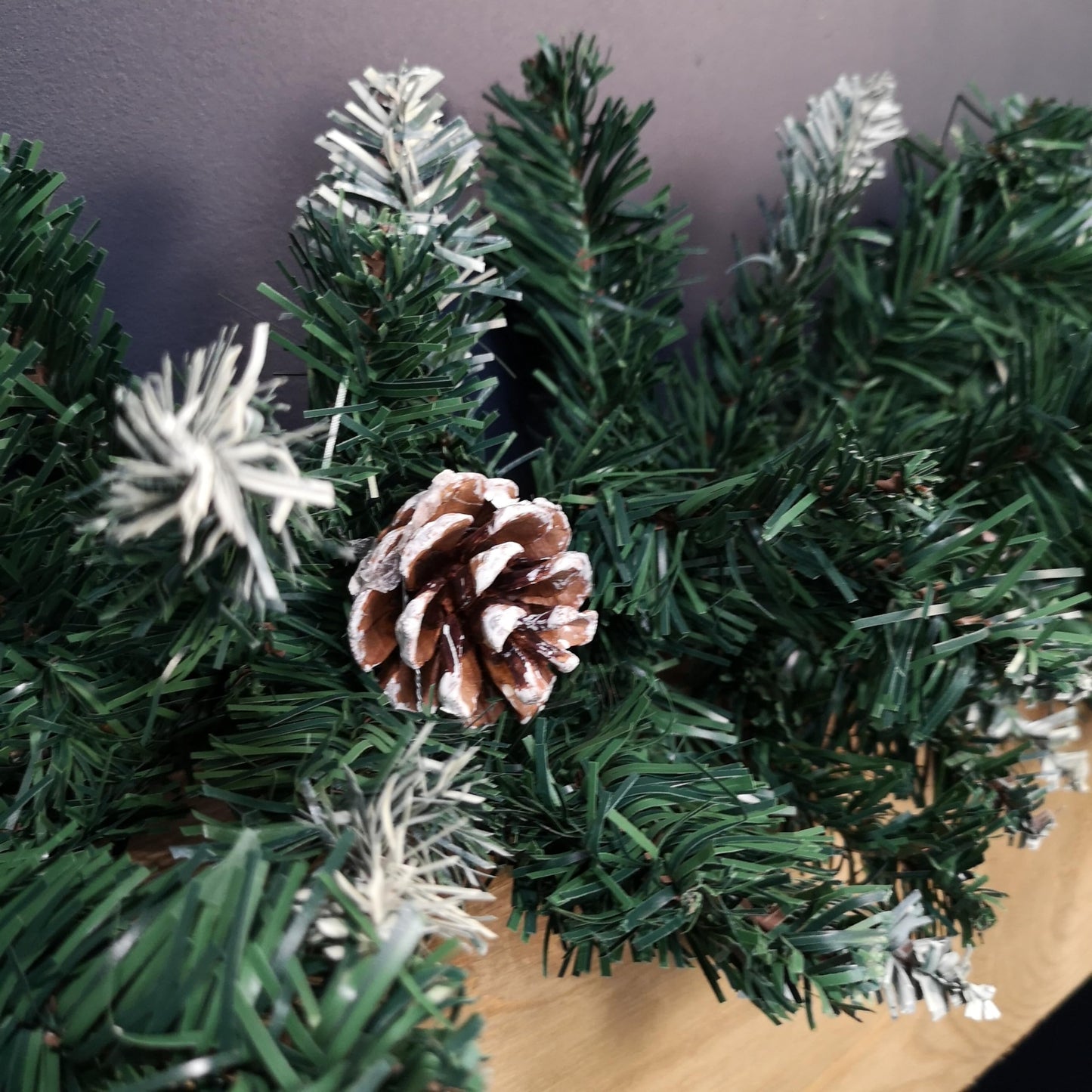 2.7m Snow Tipped Christmas Garland with Pine Cones and Mixed Needles