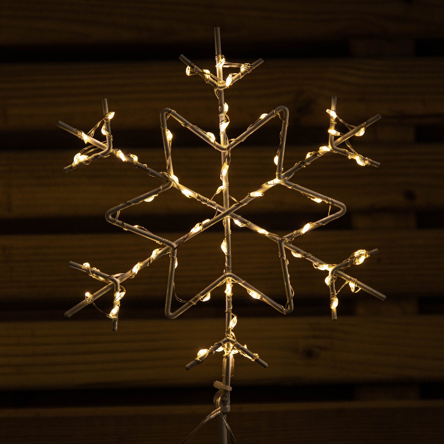 Set of 4 60cm Light up Christmas Snowflake Path Lights with 260 Warm White LEDs