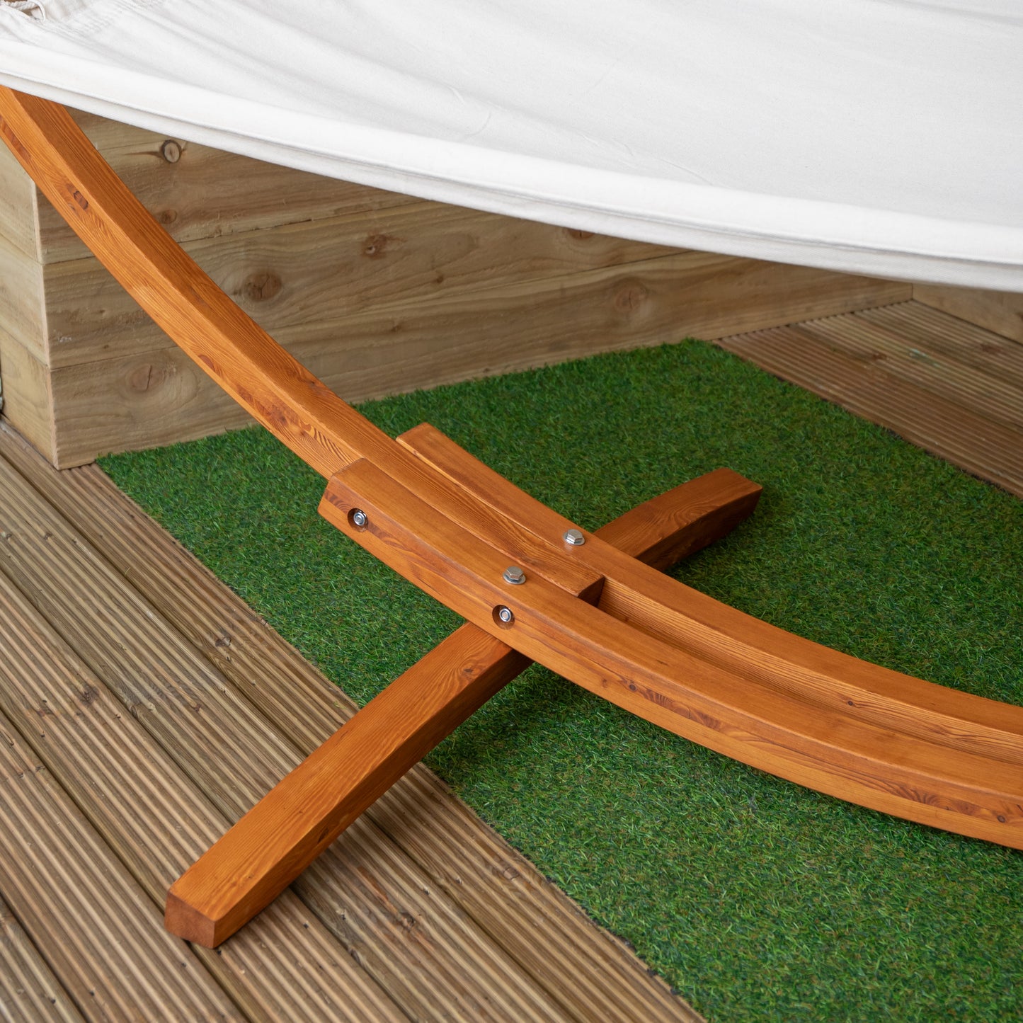 3.10m x 1.2m Palermo Freestanding Garden Hammock with Larch Wood Arc Stand in Cream