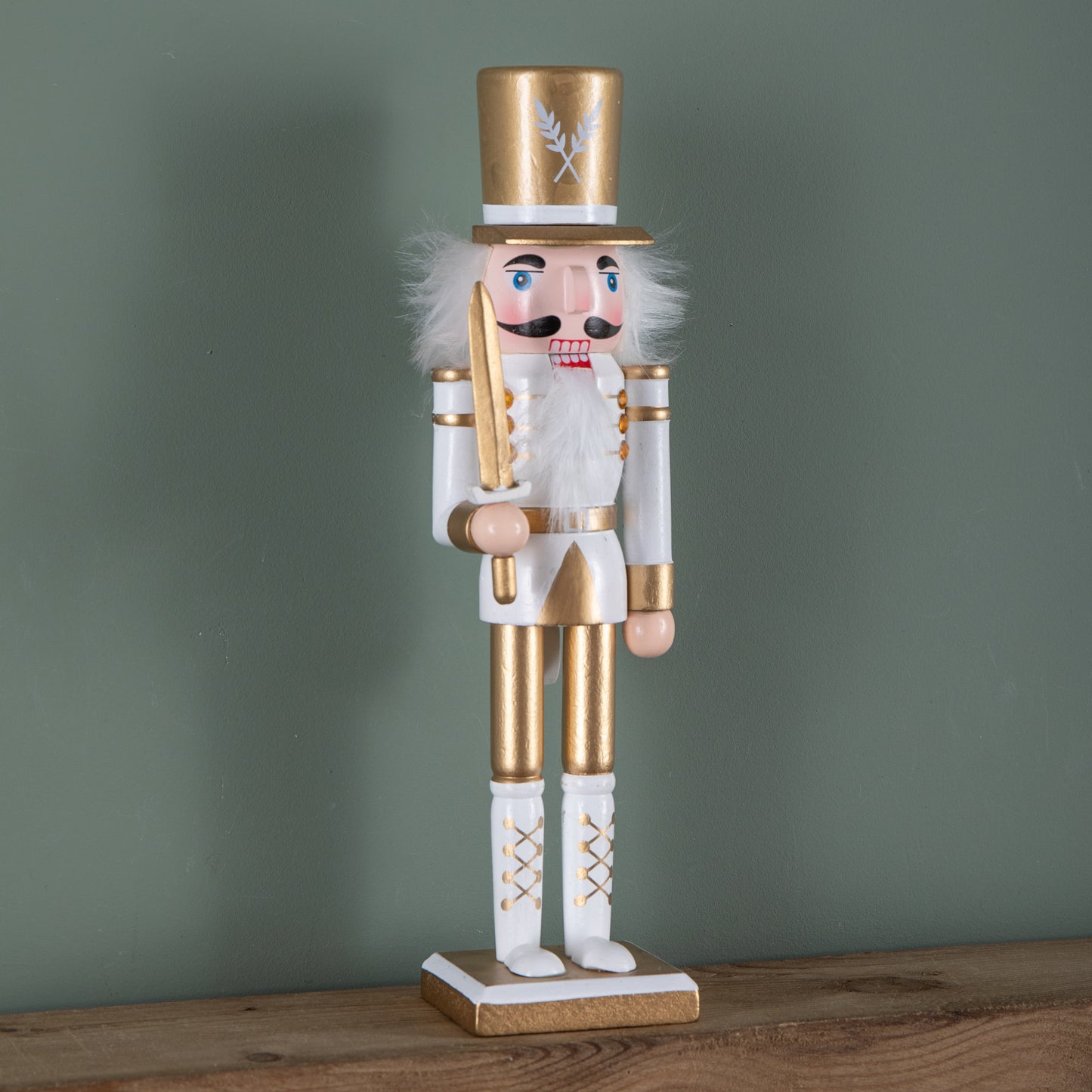 30cm Wooden Christmas Nutcracker Soldier Decoration with White Body and Shoes