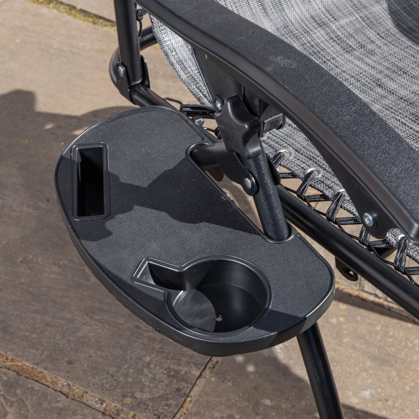 Pack of 2 Multi Position Garden Gravity Relaxer Chair Sun Loungers with Sun Canopy in Grey