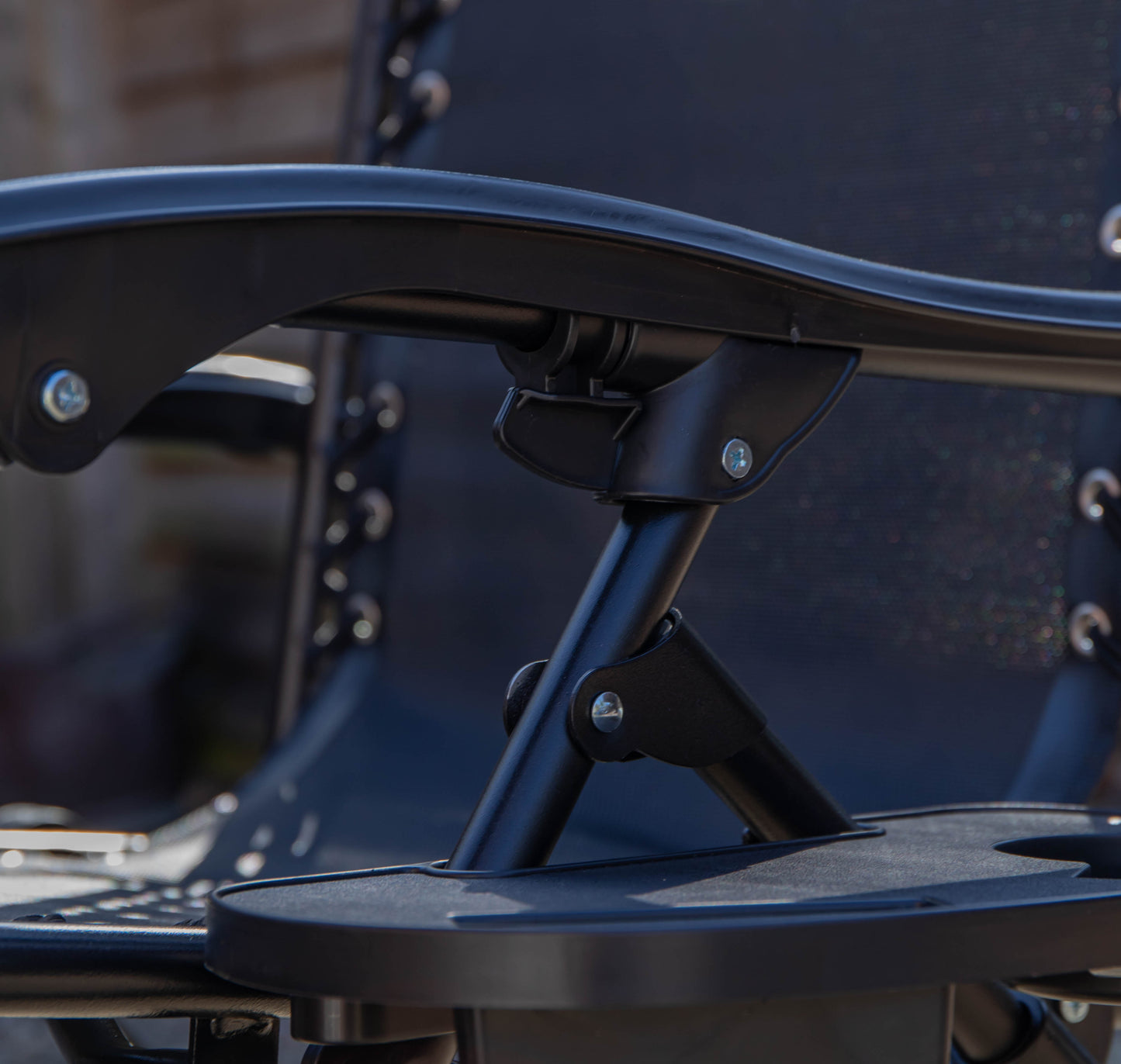 Set of 2 Black Multi Position Textoline Zero Gravity Garden Relaxer Chair Lounger