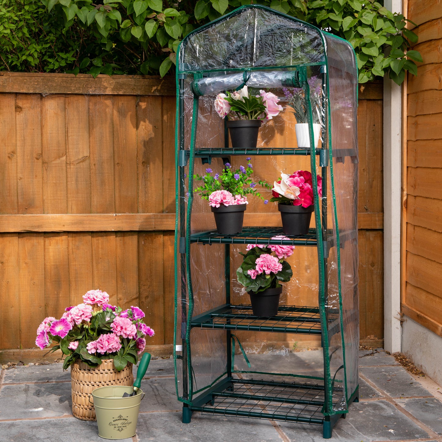 1.3m x 0.5m 4 Tier Greenhouse with Steel Frame and Removable PVC Cover