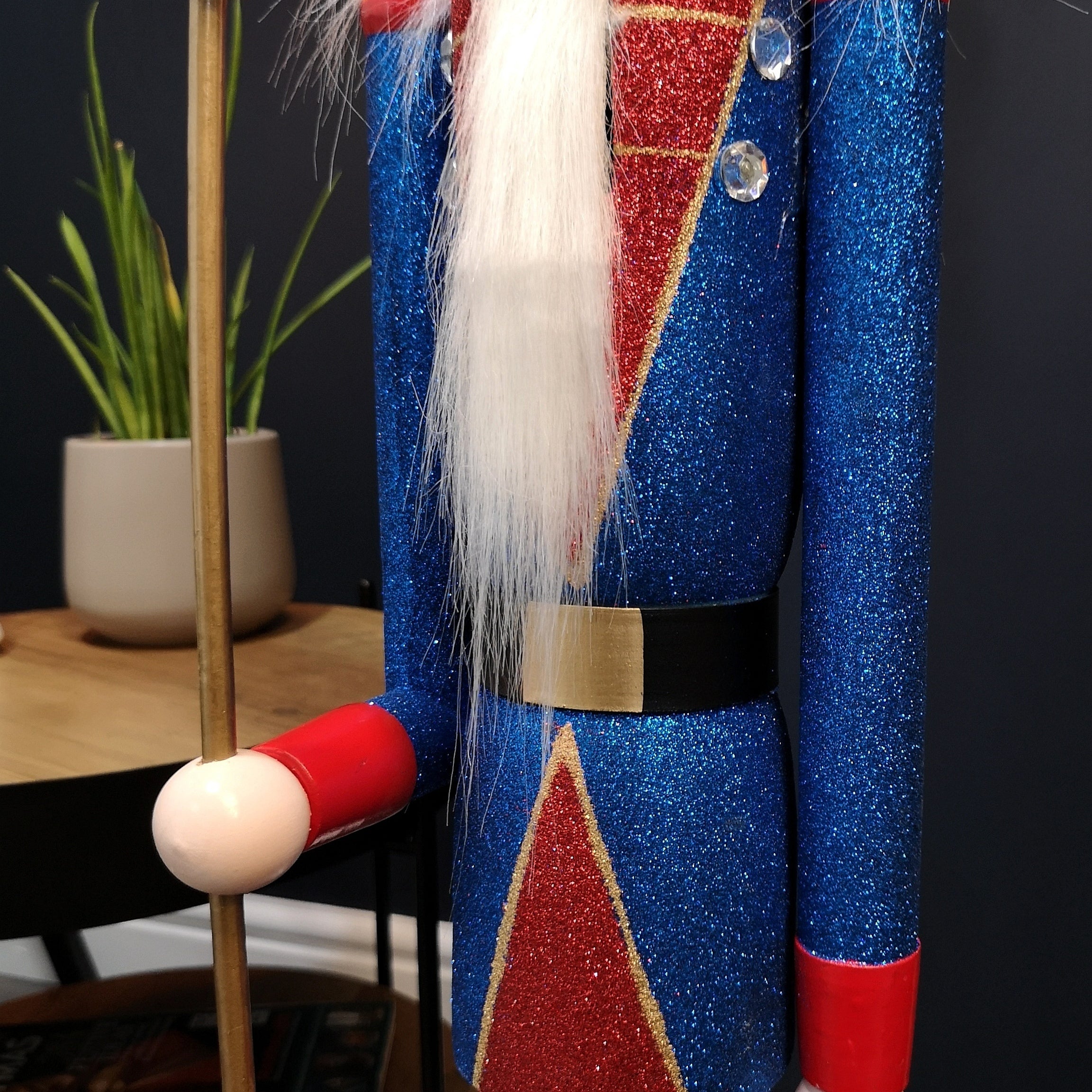 1.6m Indoor Traditional Wooden Christmas Nutcracker Decoration in Blue