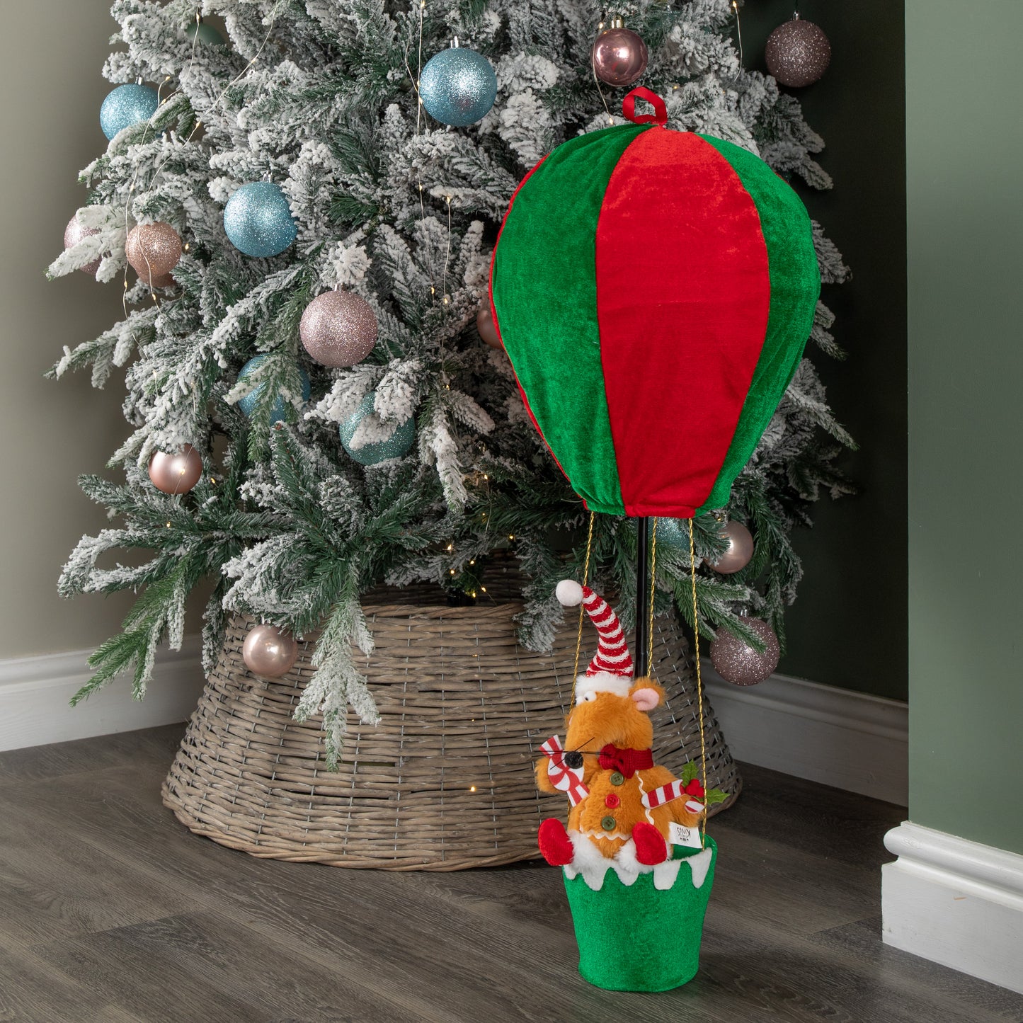 80cm Red and Green Razza Rat Hot Air Balloon Hanging Christmas Decoration