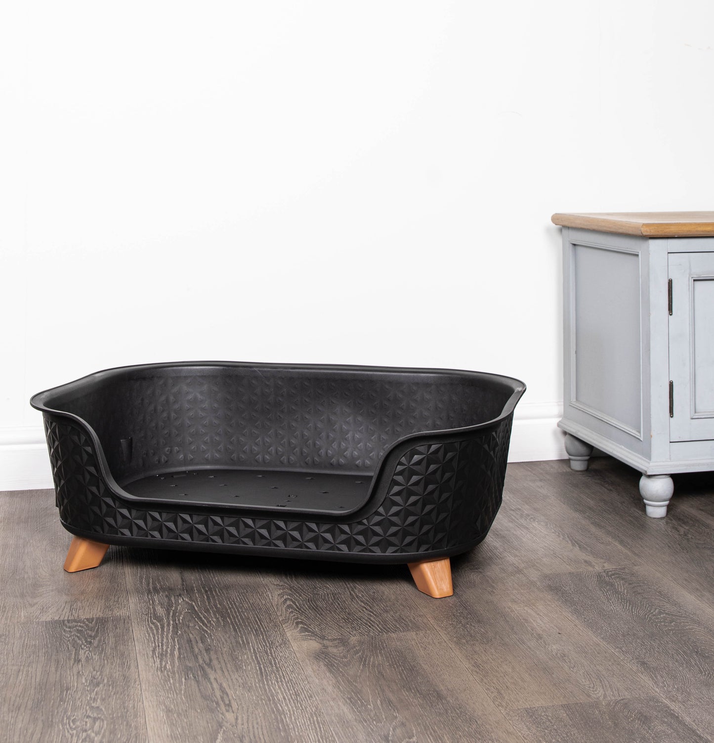 77cm x 58cm Black Plastic Raised Pet Basket with Legs