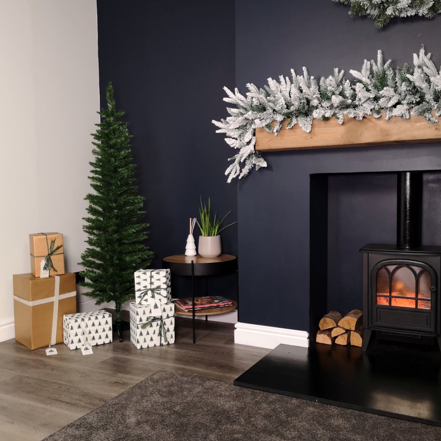 5ft (1.5m) Pencil Style Slim Artificial Christmas Tree in Plain Green