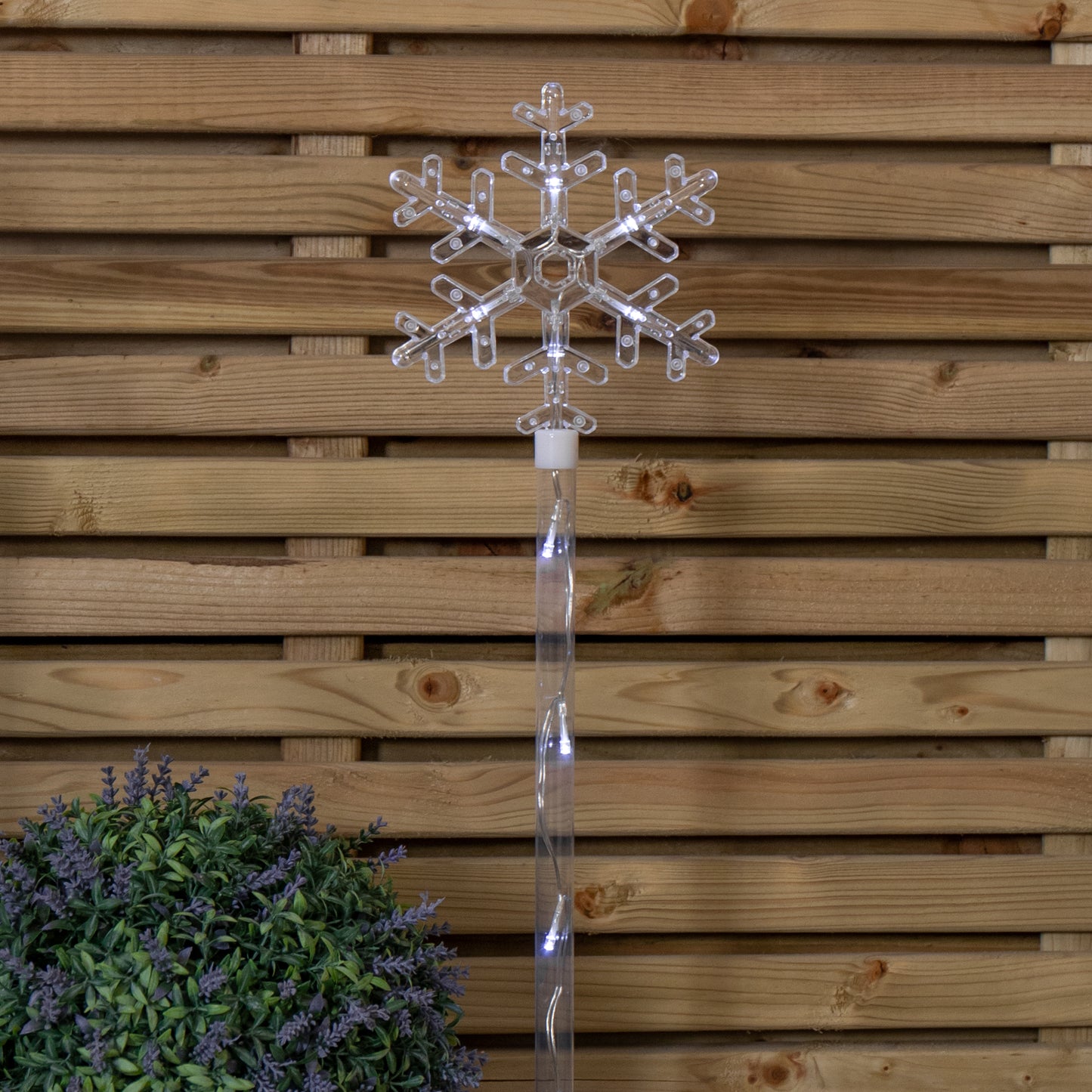 69cm Set of 4 Plastic Crystal Snowflake Pathfinder Christmas Lights with White LEDs
