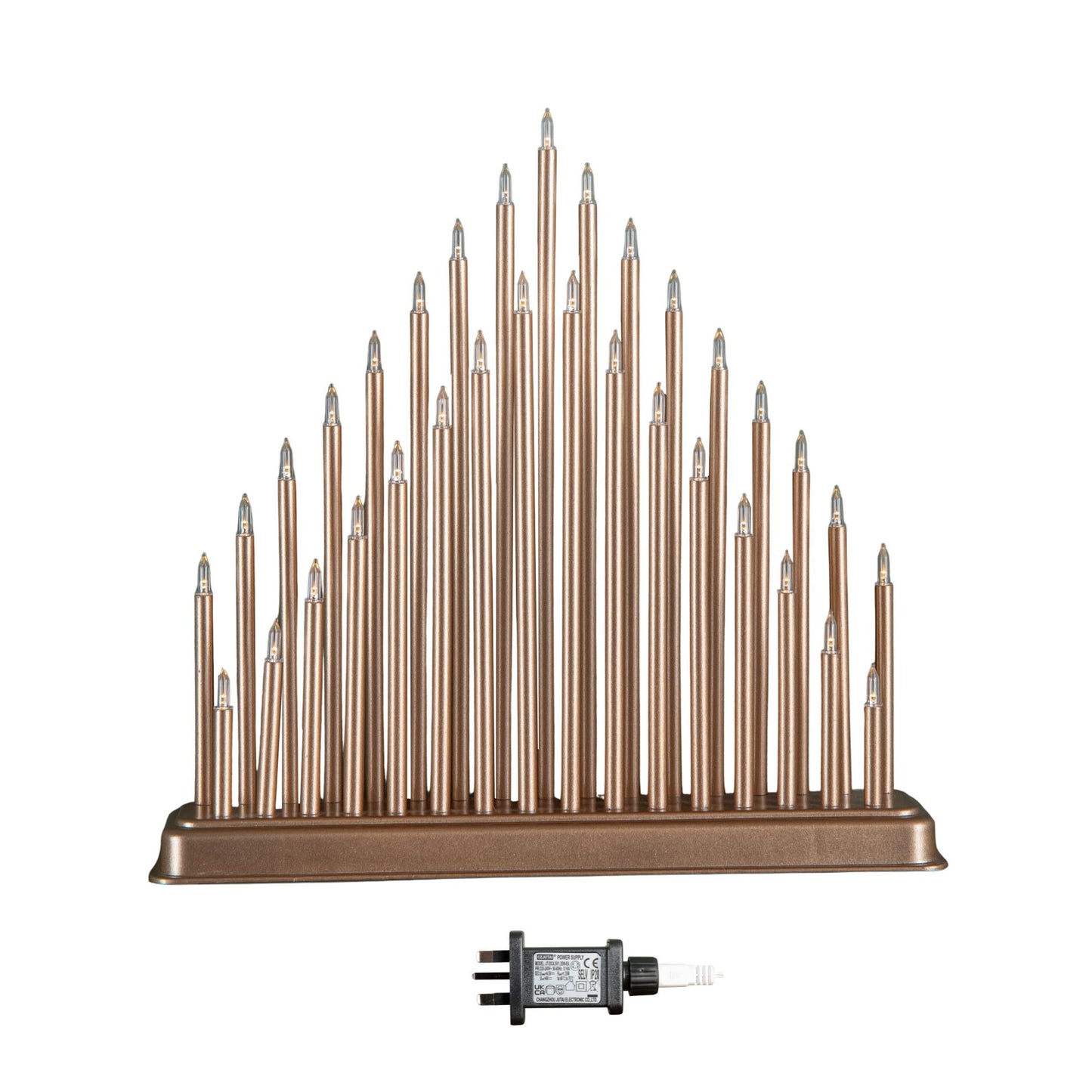 36cm Light up Rose Gold Christmas Candlebridge with 33 LEDs in Warm White