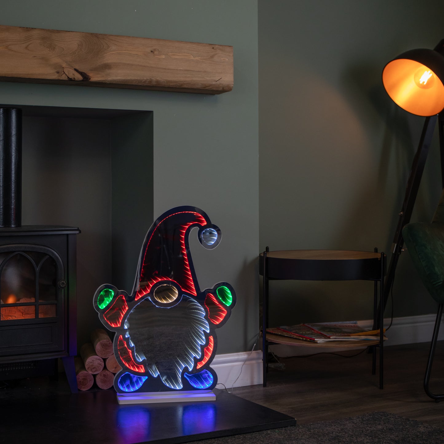 60cm Light up Christmas Gnome Infinity Light Decoration with Multi-Coloured LEDs