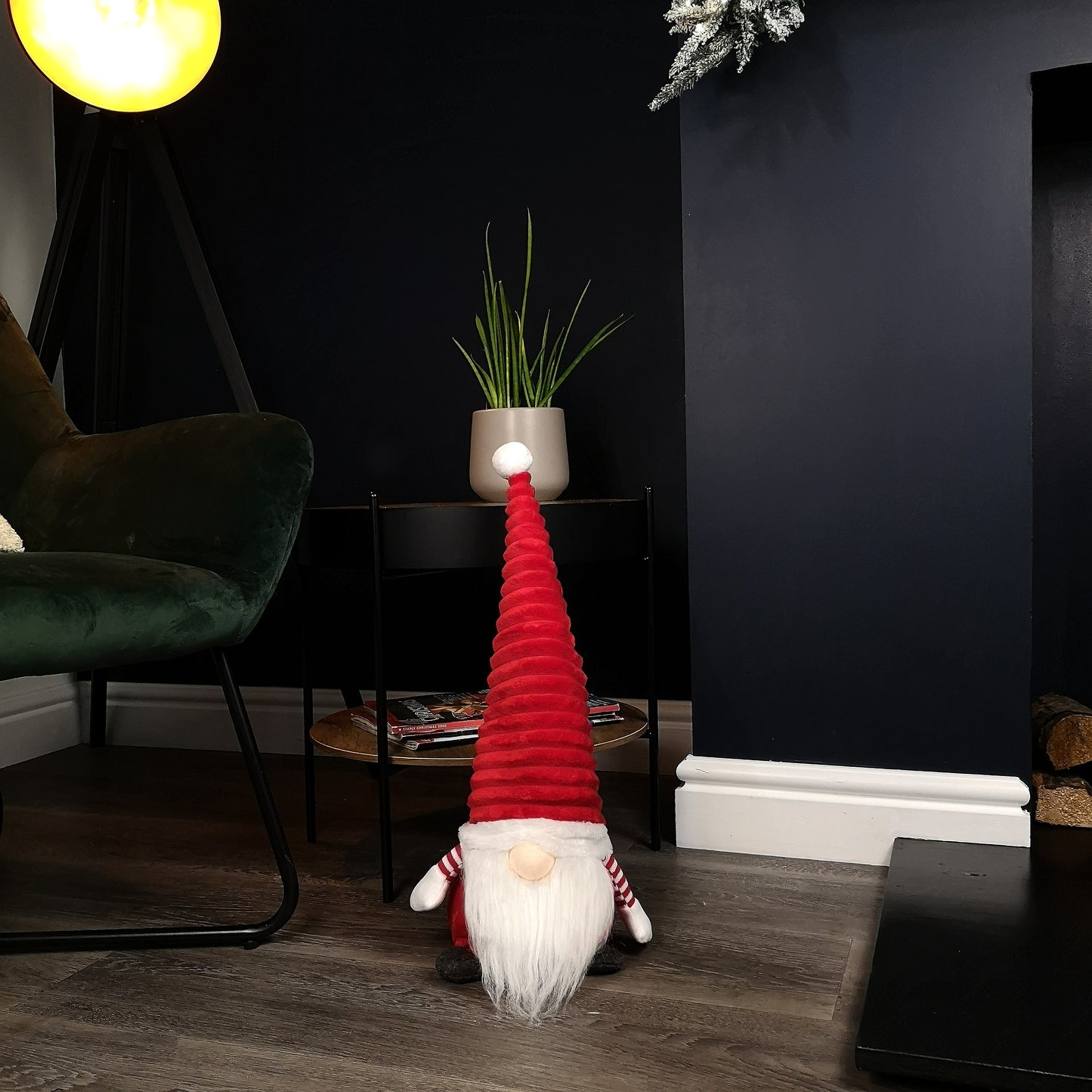 51cm Large Sitting Plush Christmas Gonk with Grooved Hat in Red