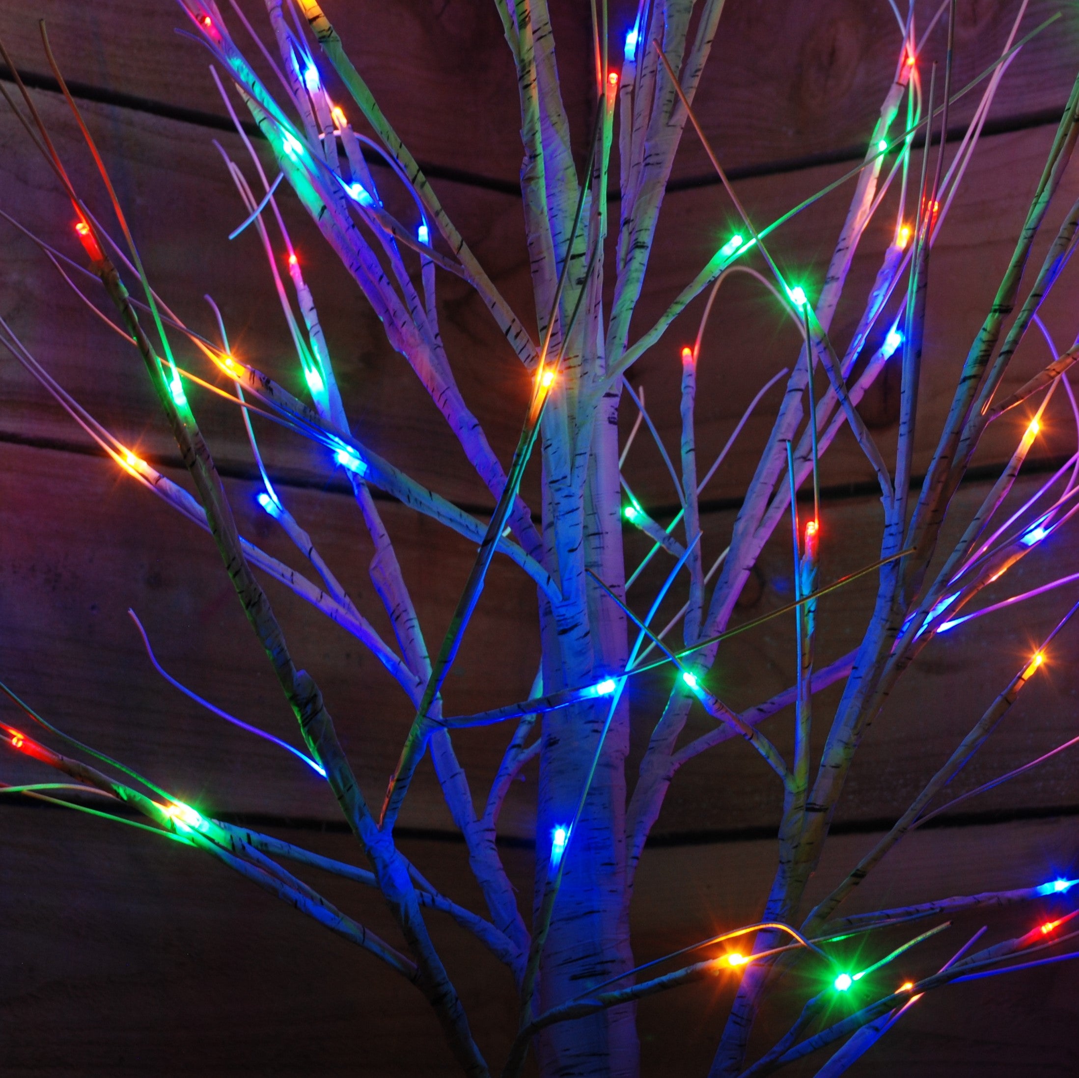 1.2m Christmas Birch Tree with 48 Multicoloured LEDs