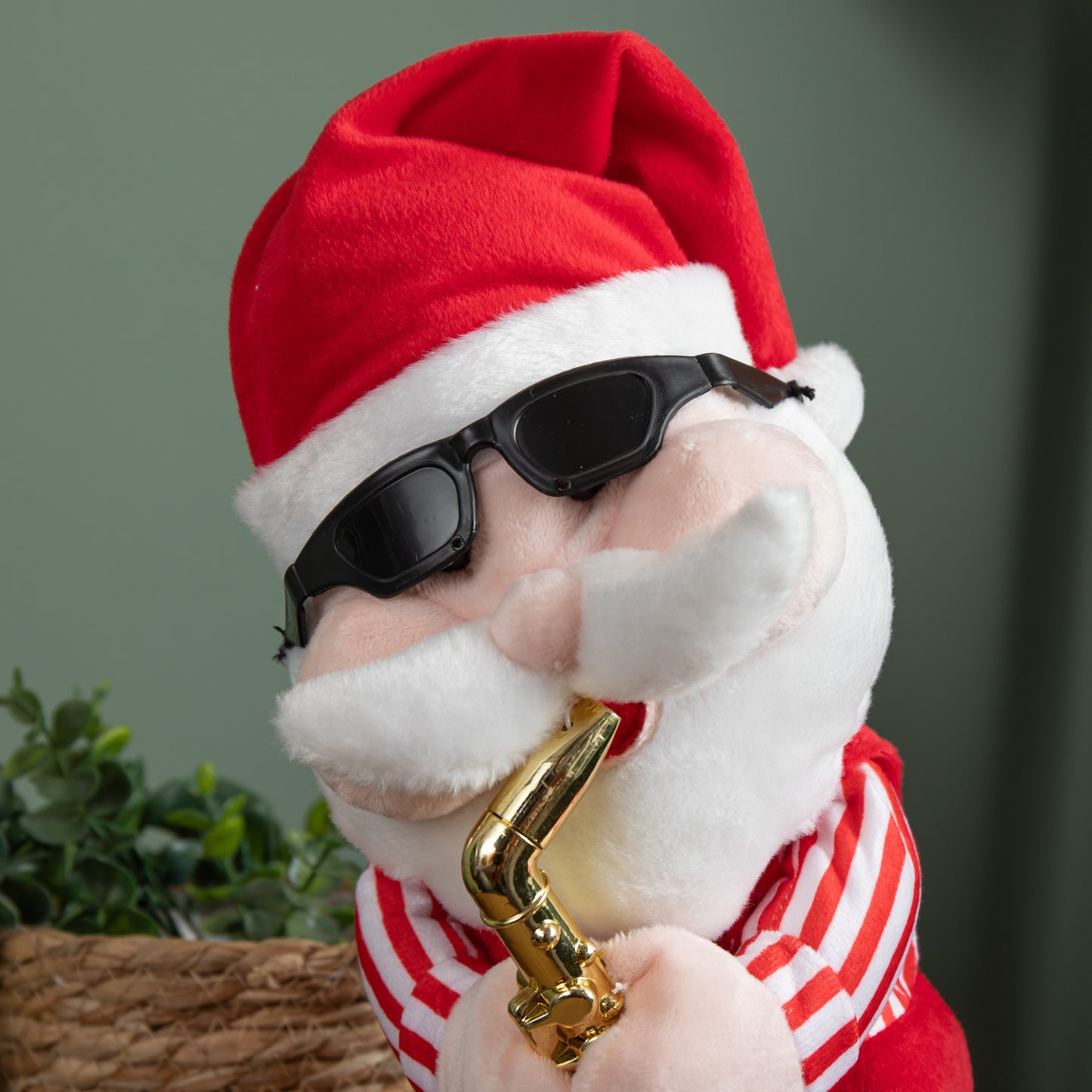 35cm Battery Powered Animated and Singing Santa with Saxophone Decoration