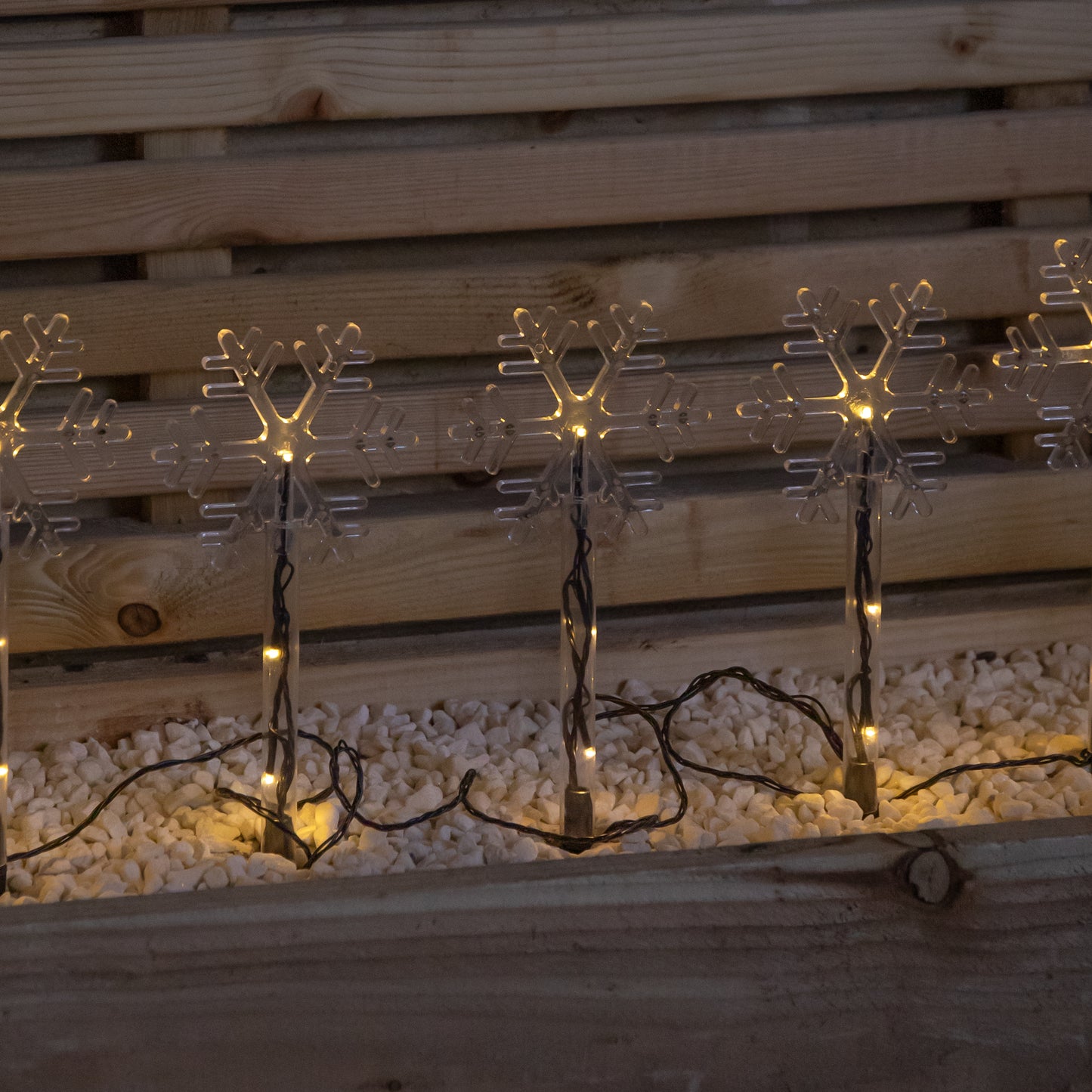 Battery Operated Set of 8 Light up Christmas Snowflake Garden Stakes with LEDs