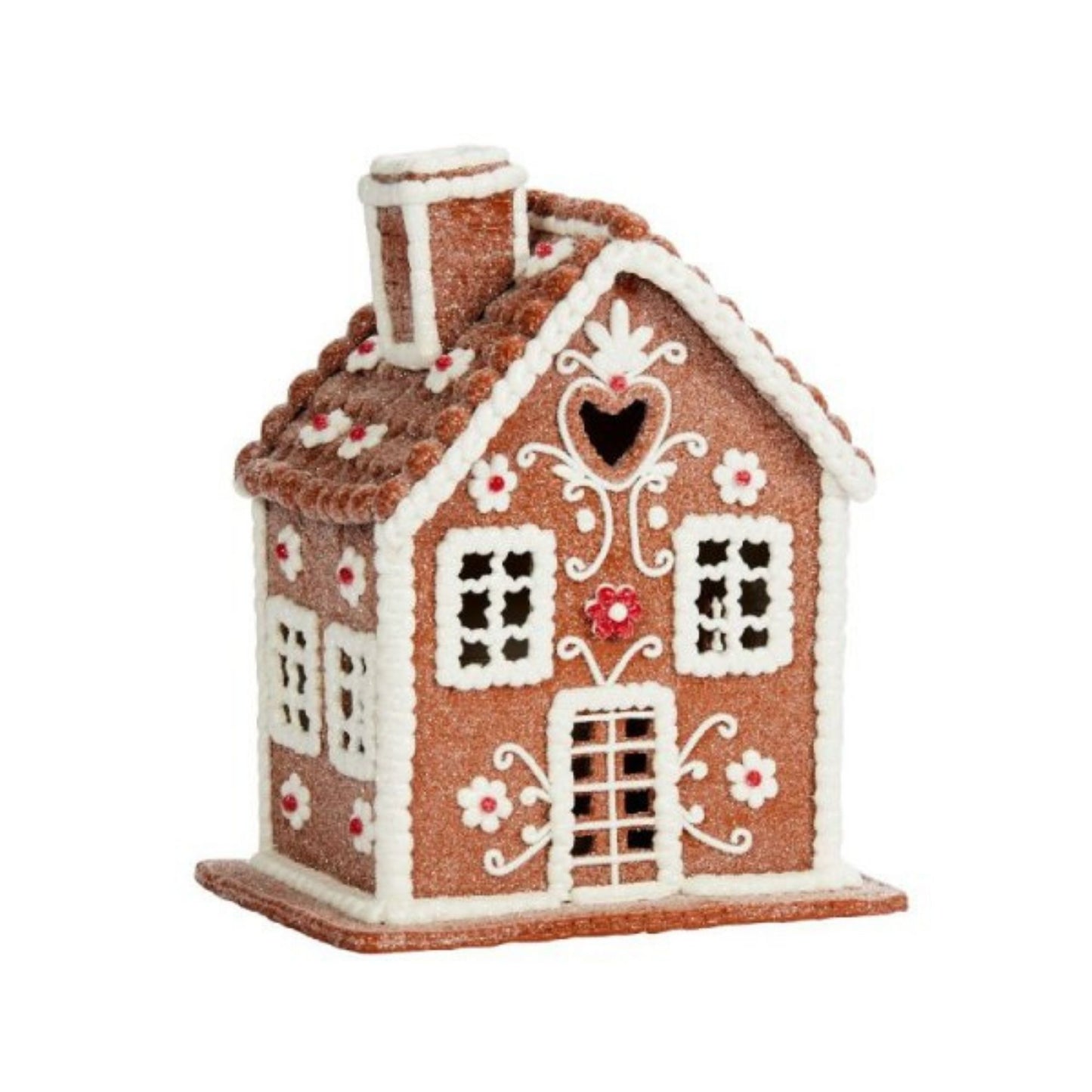 24cm Battery Operated LED Edelweiss Chalet Christmas Gingerbread House Decoration