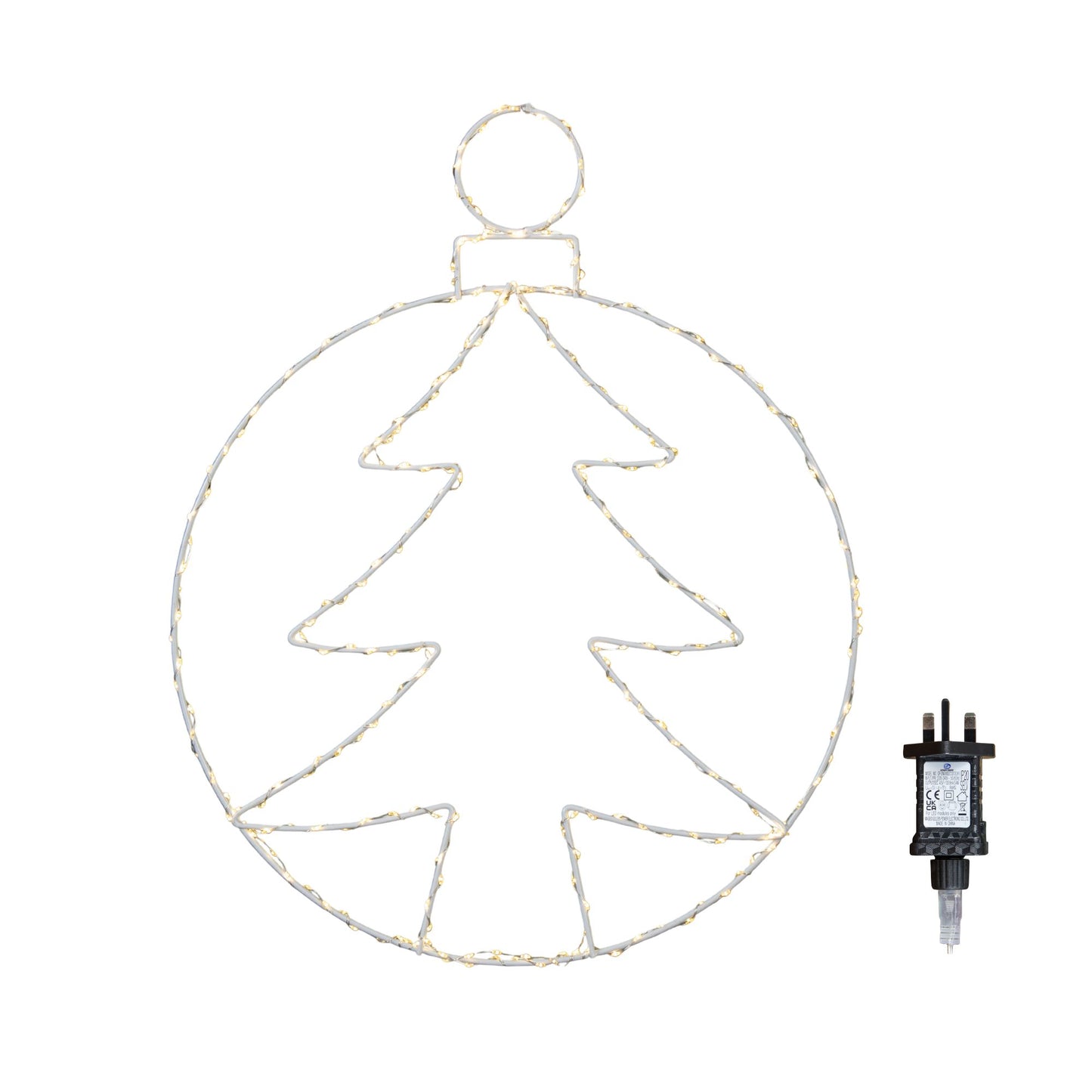 48cm x 38cm Light up Hanging Christmas Tree Bauble with 250 Warm White LEDs