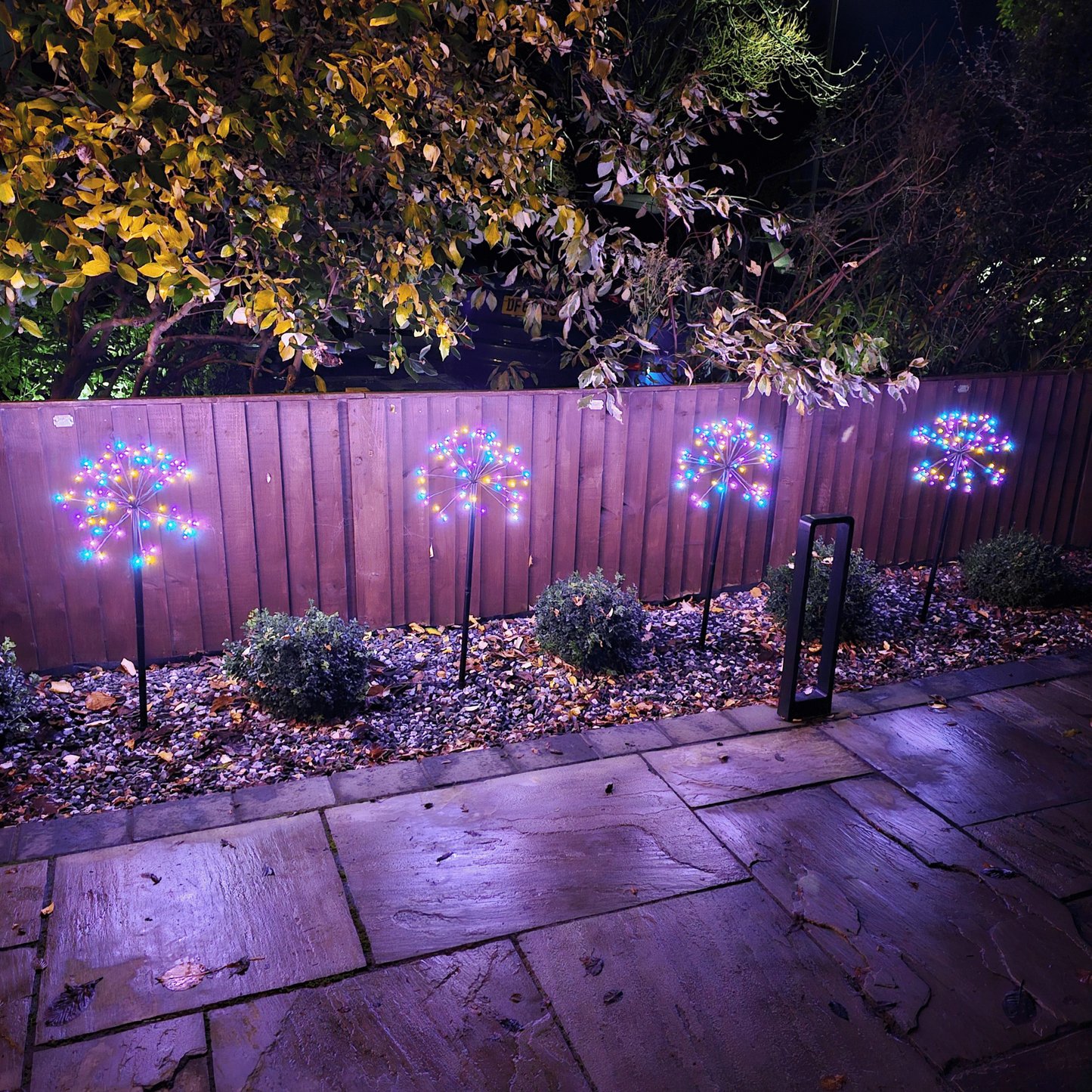 Set of 5 Battery Operated Multi Function Rainbow LED Sparkler Path Lights Christmas Decoration with Timer