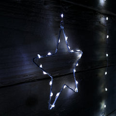 1.2m Premier Christmas Static Star LED Silver Pin Wire V Curtain Lights in White