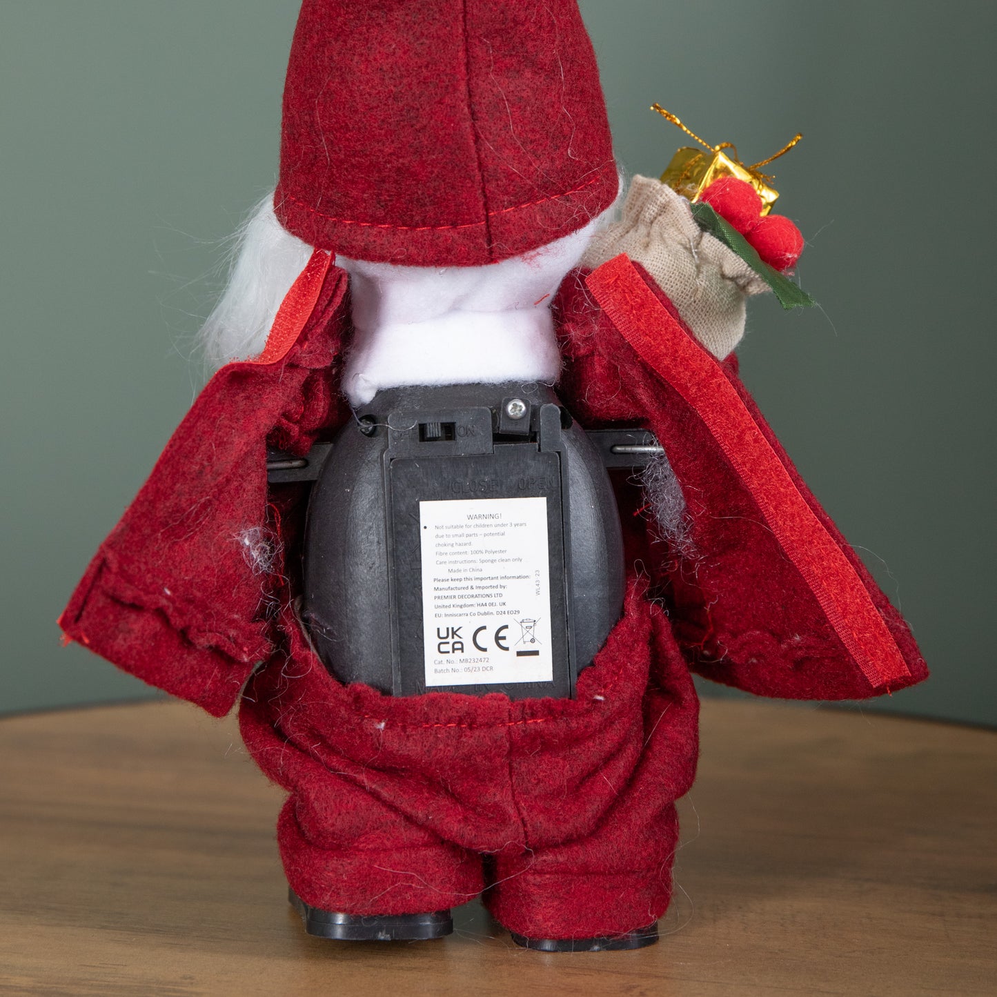 28cm Battery Operated Musical Walking Christmas Gonk Decoration in Red
