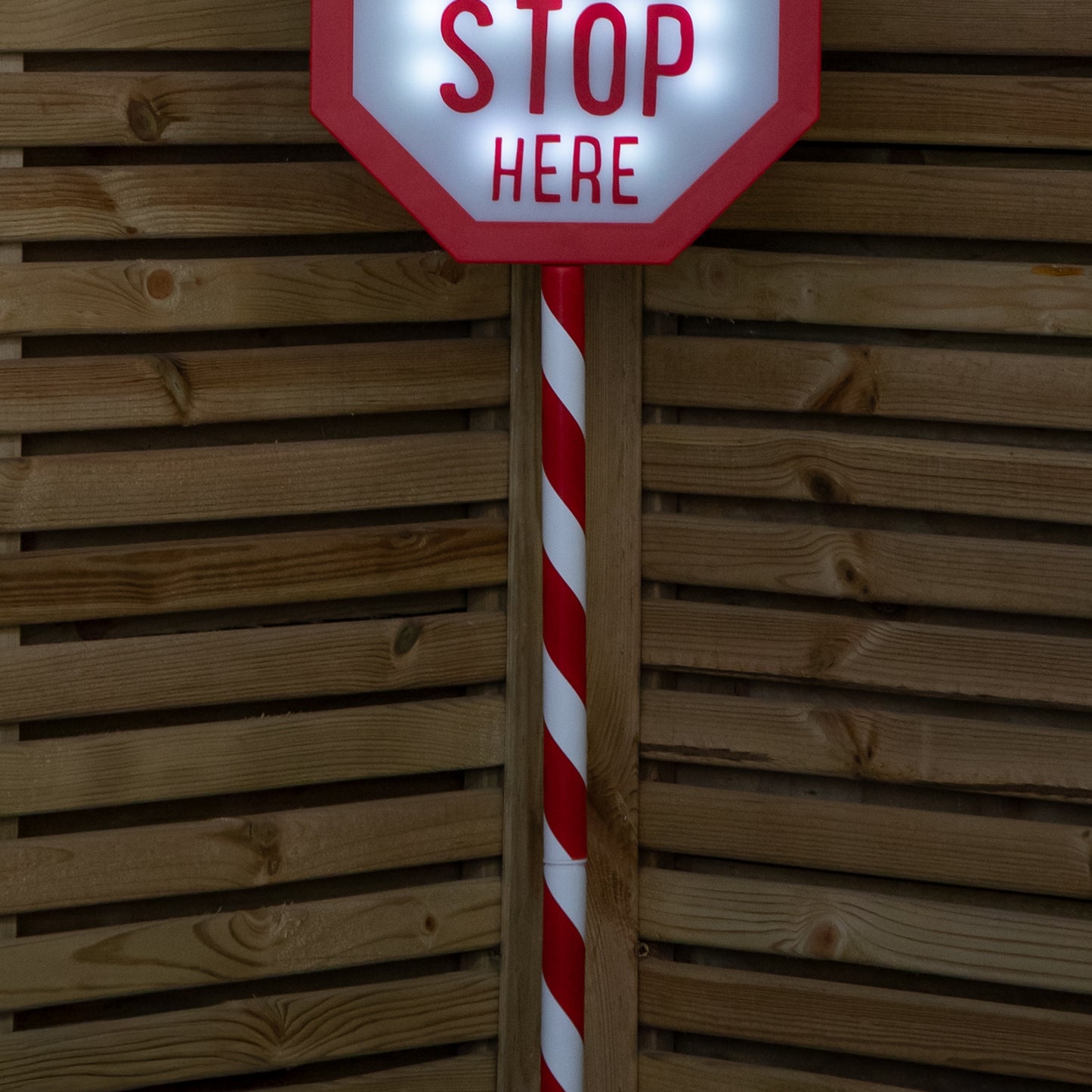1.1m Battery Operated Light up Christmas Santa Stop Here Sign with LEDs