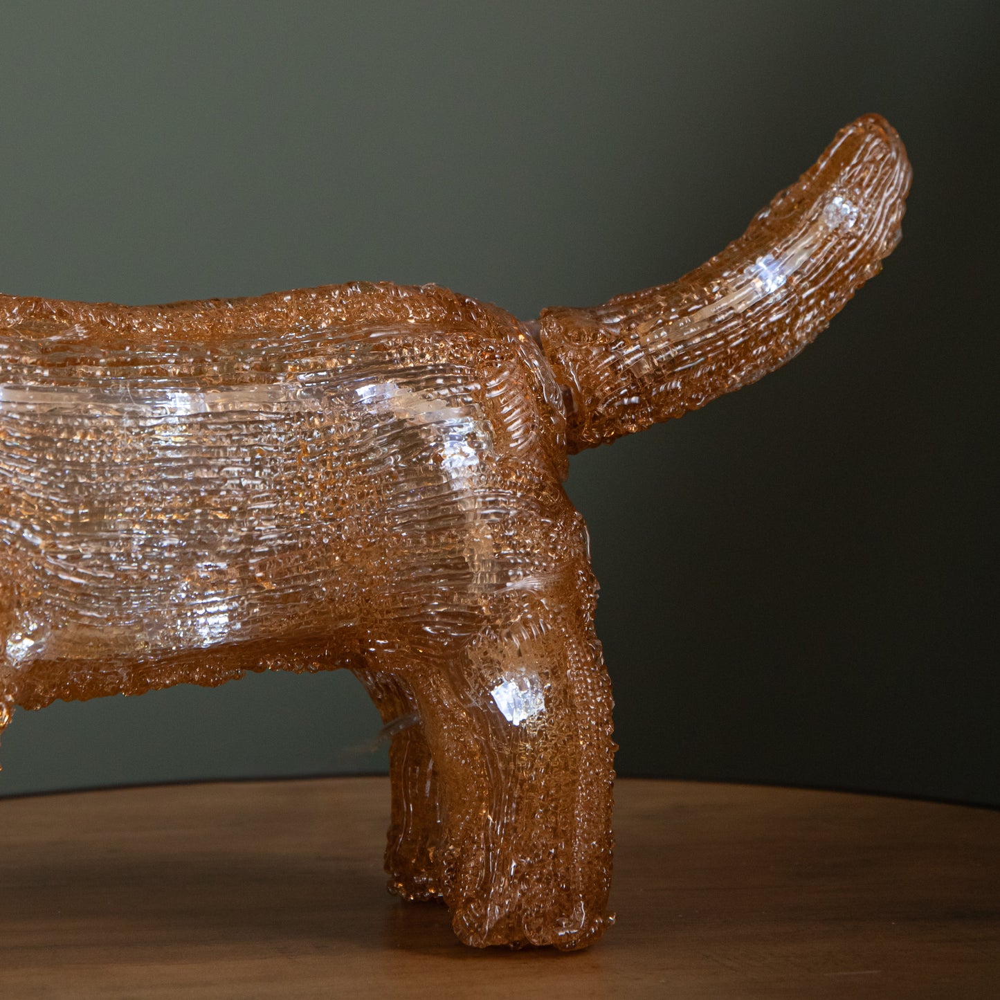 25cm Battery Operated Light up Christmas Ice Dachshund with 30 Cool White LEDs