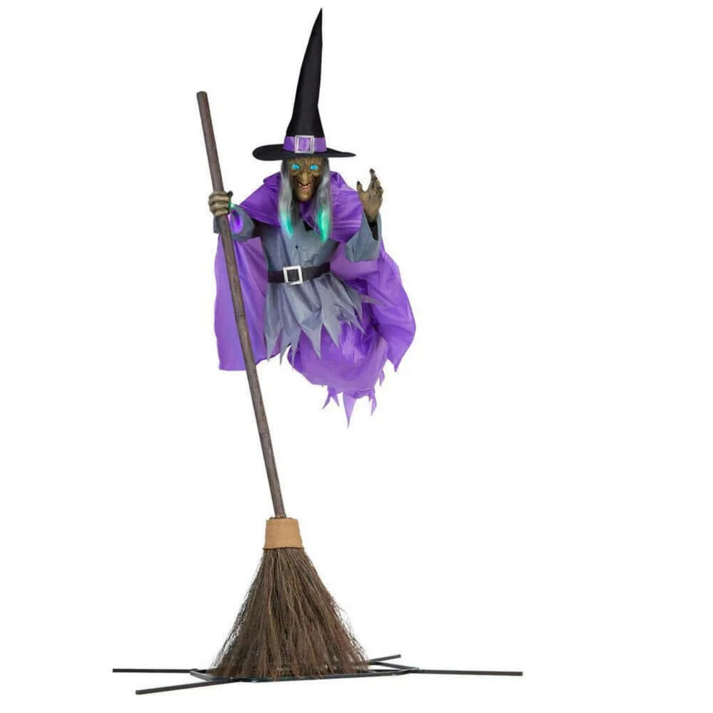 Home Accents Holiday 12ft Giant Animated Hovering Halloween Witch with Broomstick and LEDs