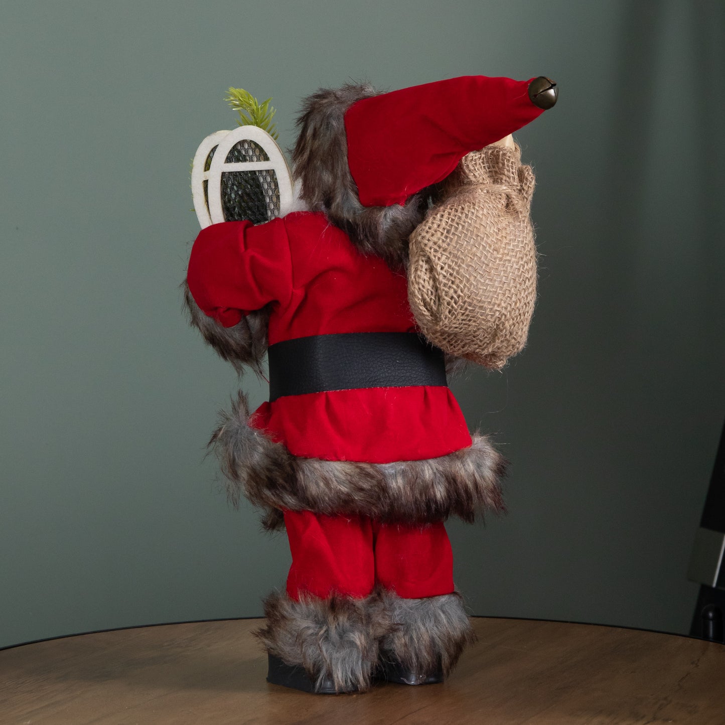 30cm Standing Traditional Santa Claus Christmas Decoration with Gift Sack