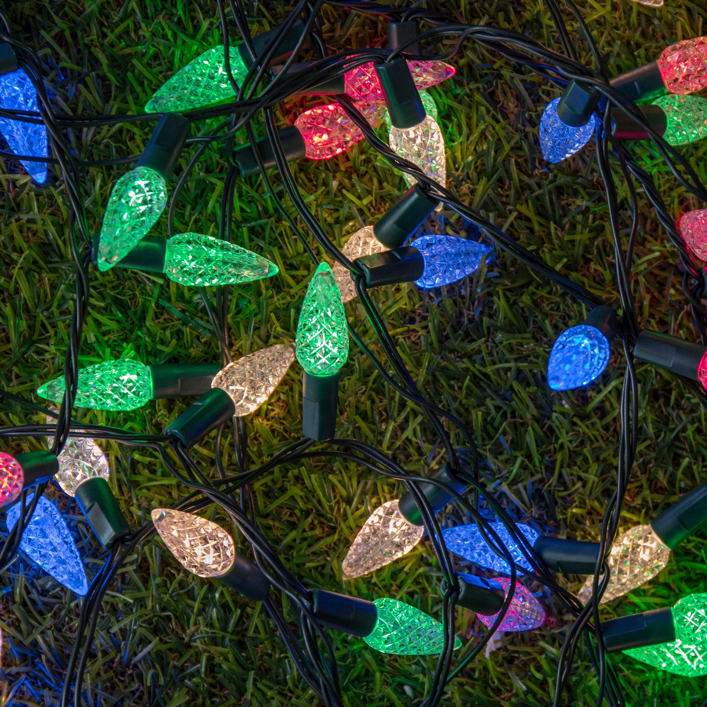 15m 300 LED Multi-action Pinecone Christmas Lights in Multi-Coloured
