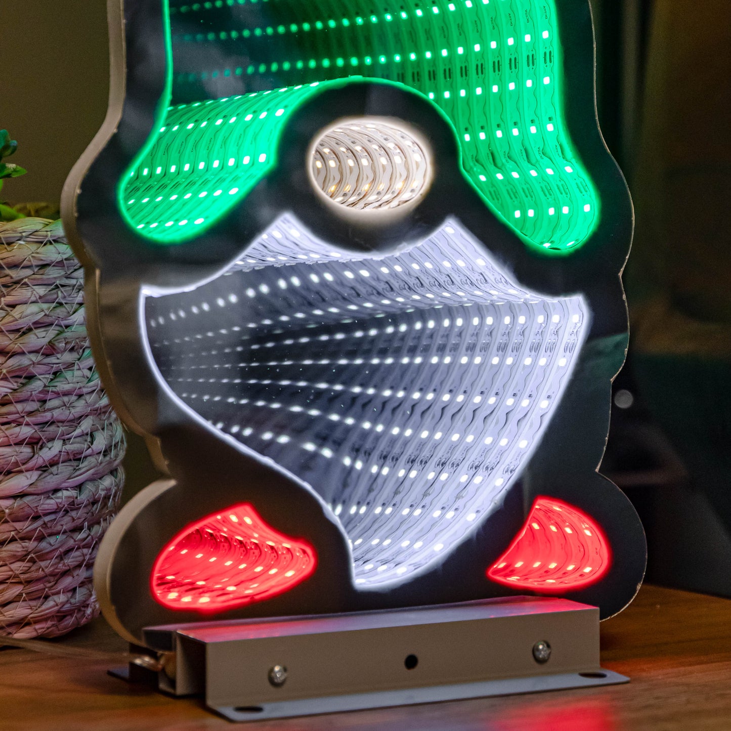 40cm Infinity Gonk with Hat on Metal Base with Green, White and Red LEDs