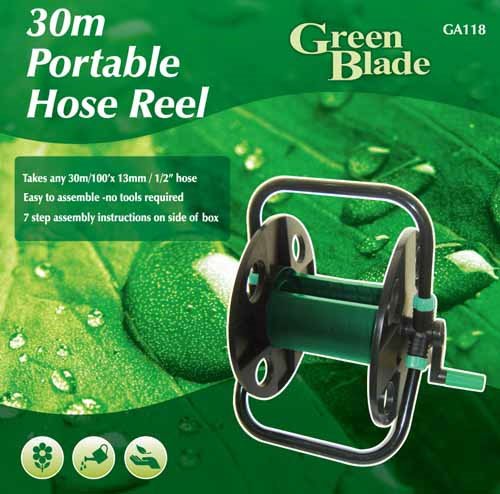 Portable Garden Hose Pipe Holder / Reel - Holds up to 30m Hose