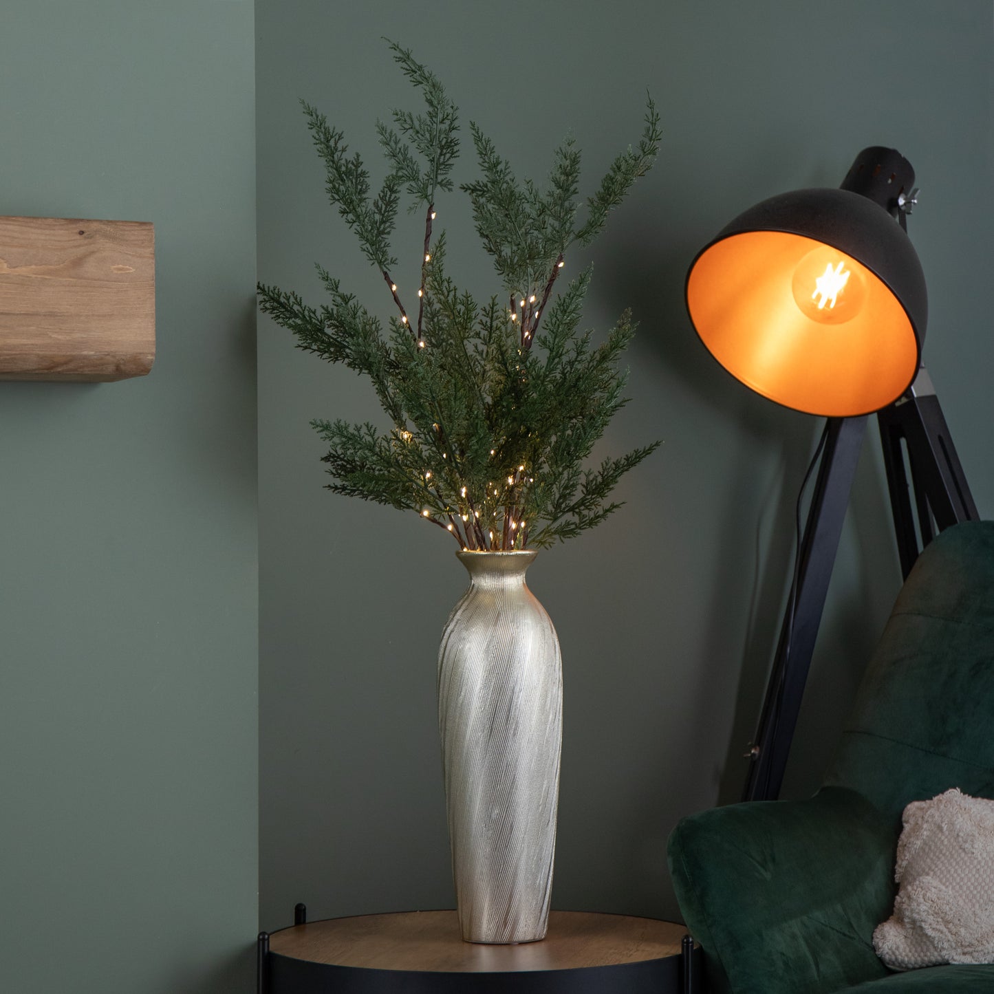 90cm Set of 3 Light up Christmas Fir Twig with 90 Warm White LEDs (Twigs only)