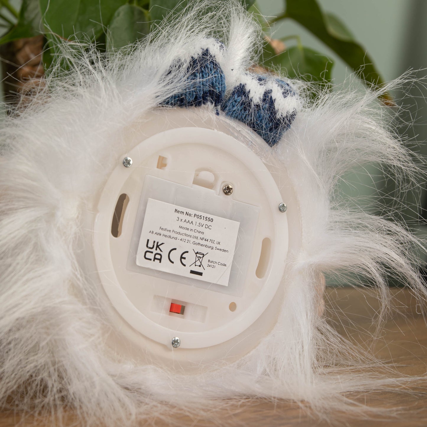 55cm Battery Operated Light up Blue Christmas Gonk with Dangly Legs & Snowflake Hat