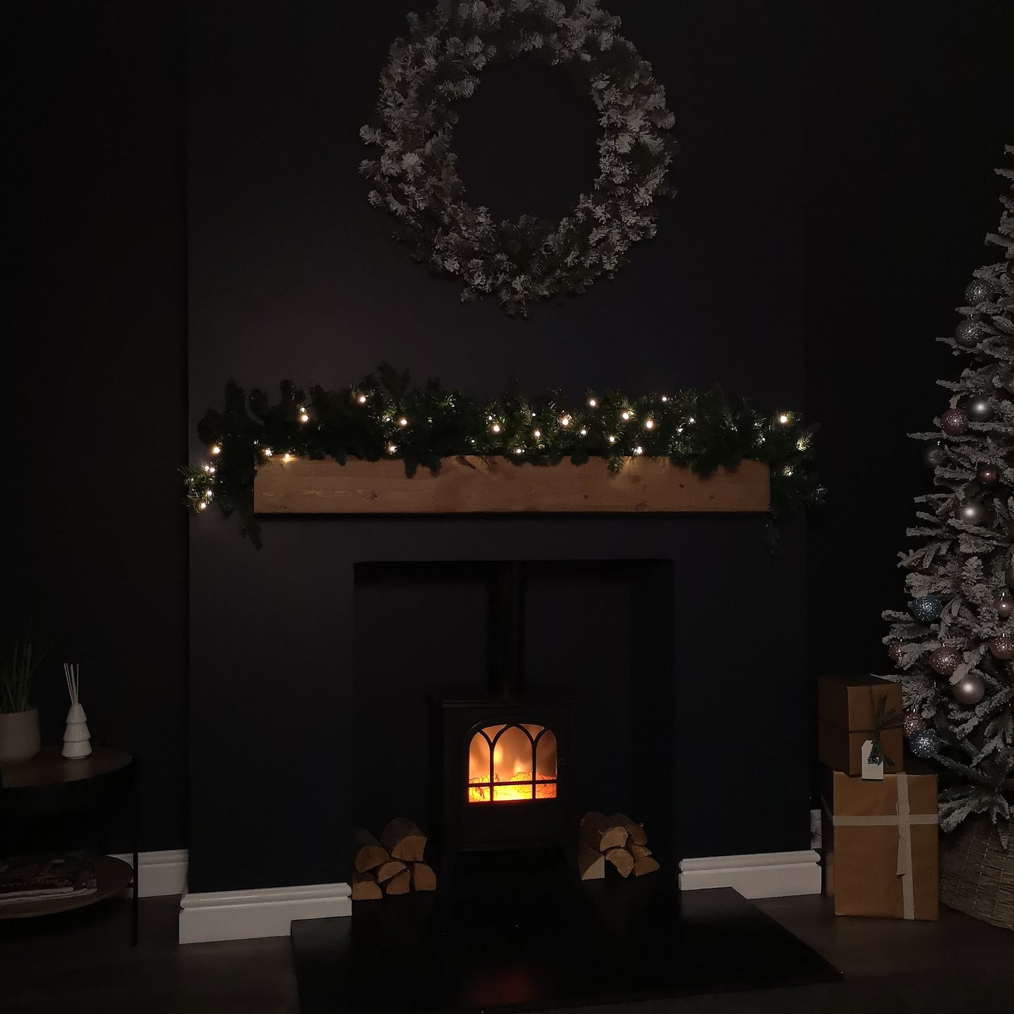 1.8m Plain Green Christmas Garland with 164 Tips and 50 Warm White LED Lights