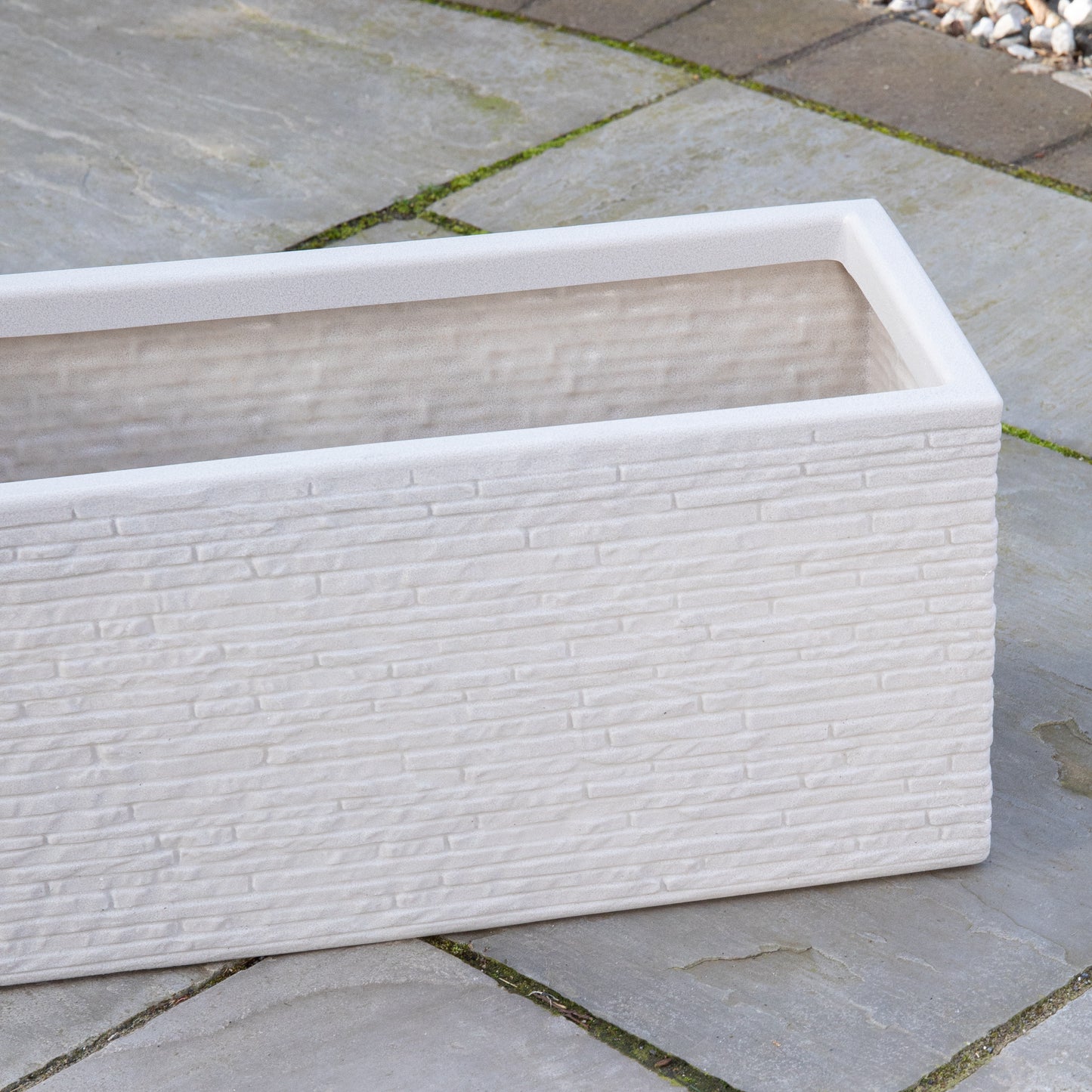 25cm Plastic Slate Effect Garden Patio Trough in Stone