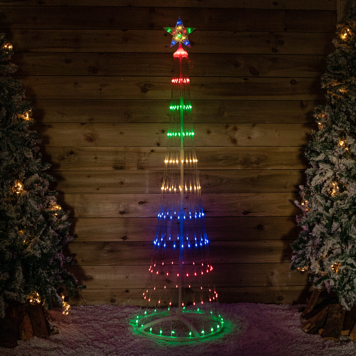 1.8m Light up Christmas Cone Tree with 220 Multi-Coloured LEDs and Timer Function