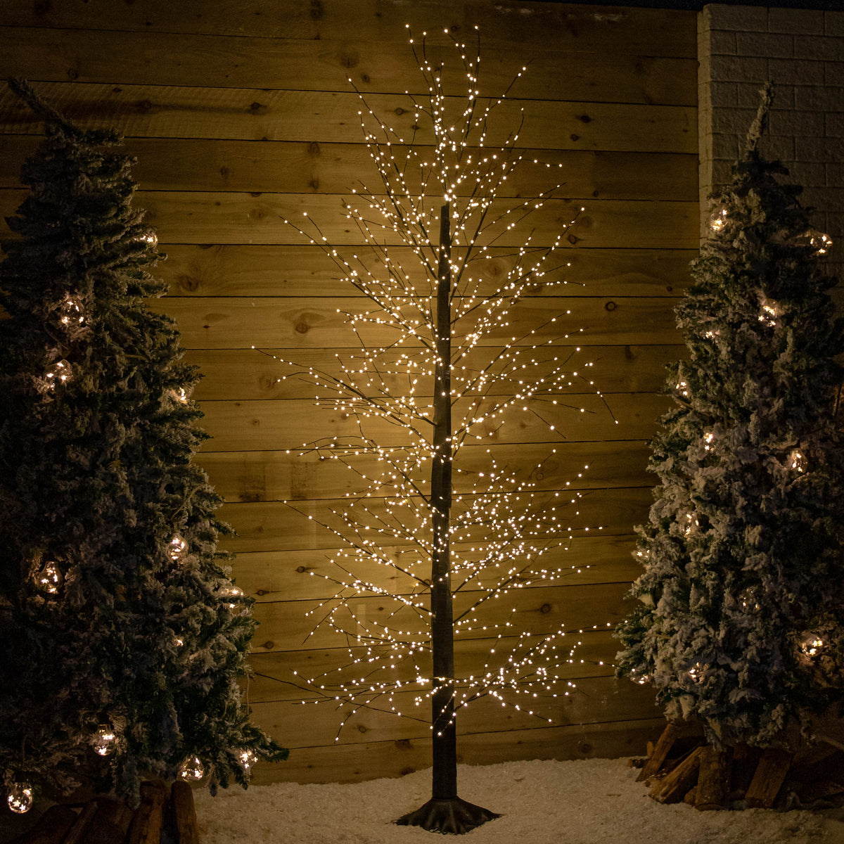 7ft (2.1m) Light up Black Micro Dot Christmas Tree with 1700 Static & Twinkling Warm White LEDs