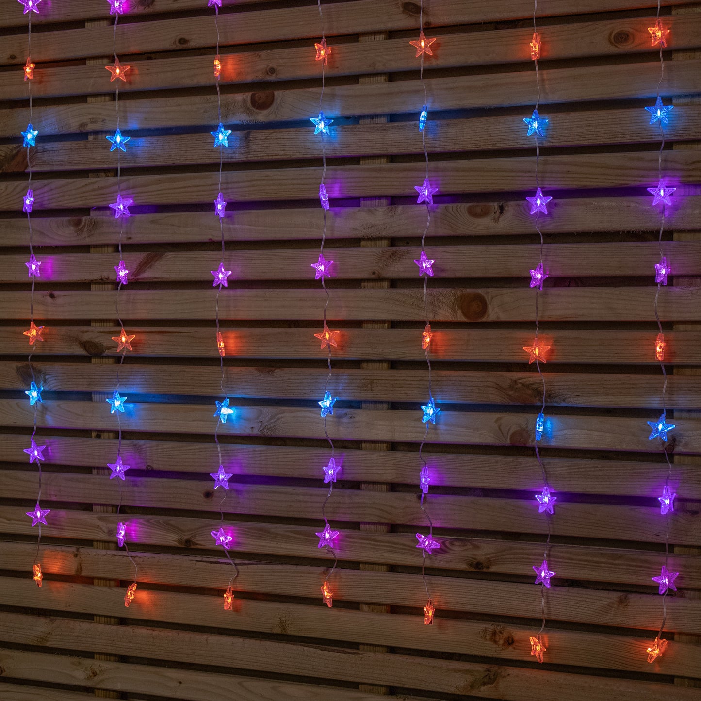 1.2 x 1.2m Light up Christmas Star Curtain Lights with 108 Rainbow LEDs